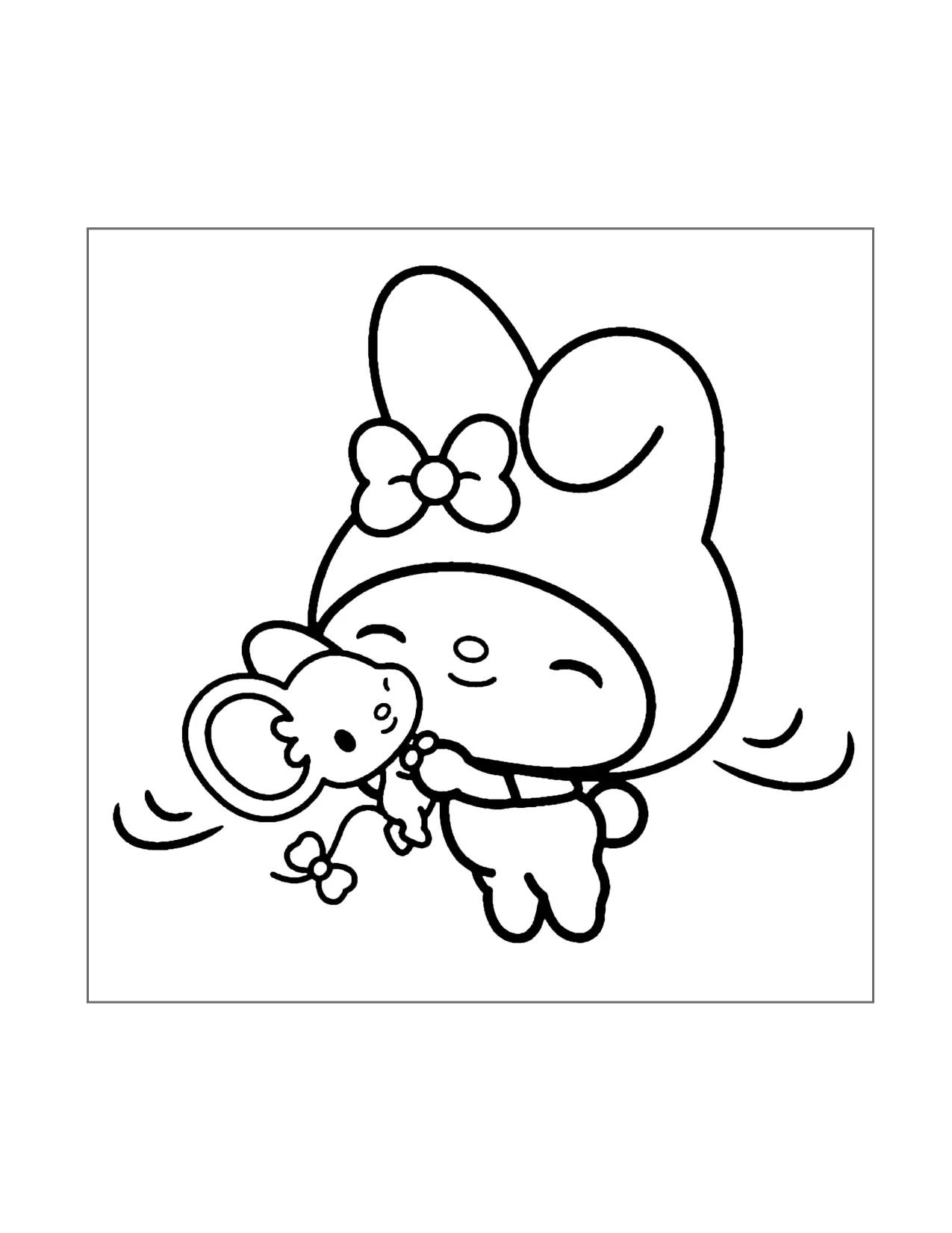 My Melody And Mouse Named Flat Coloring Page