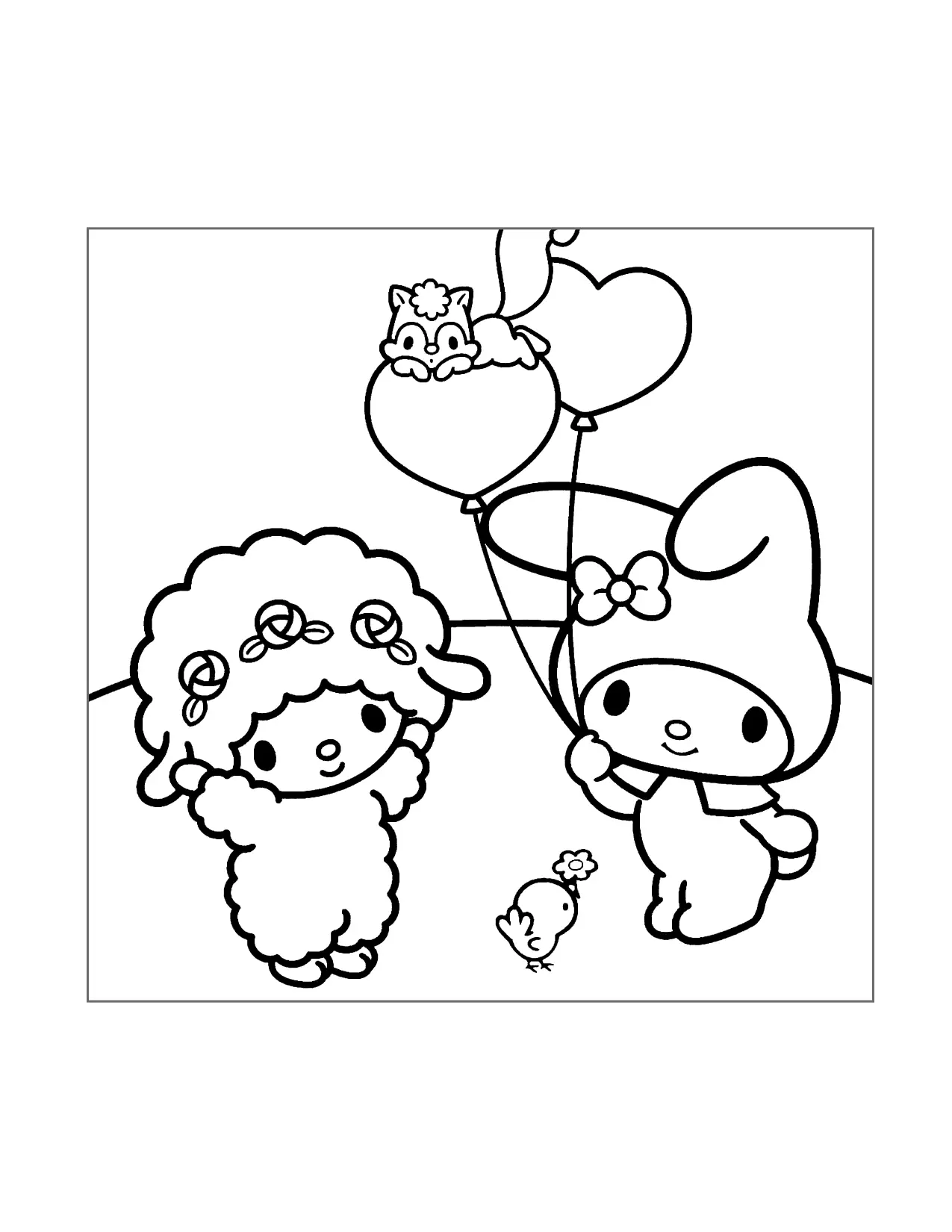 My Melody And Her Friends Coloring Page