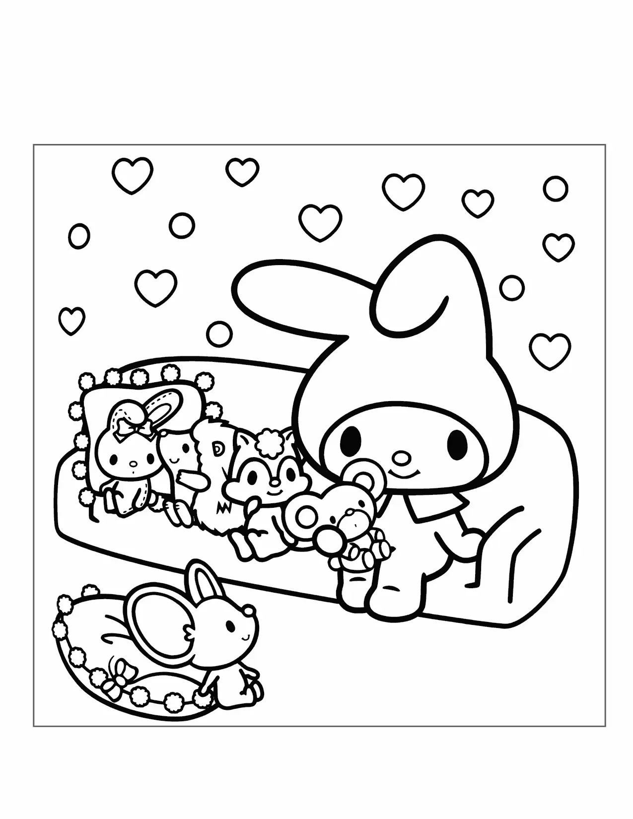 My Melody With Her Friends Coloring Page
