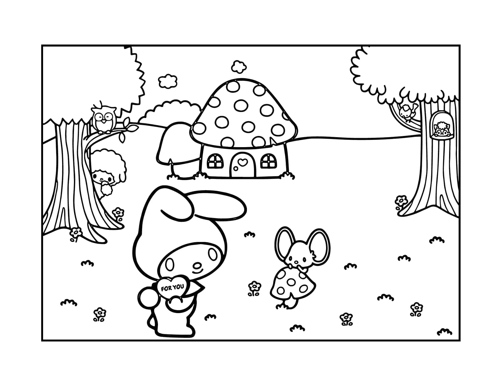 My Melody Valentine Coloring Page