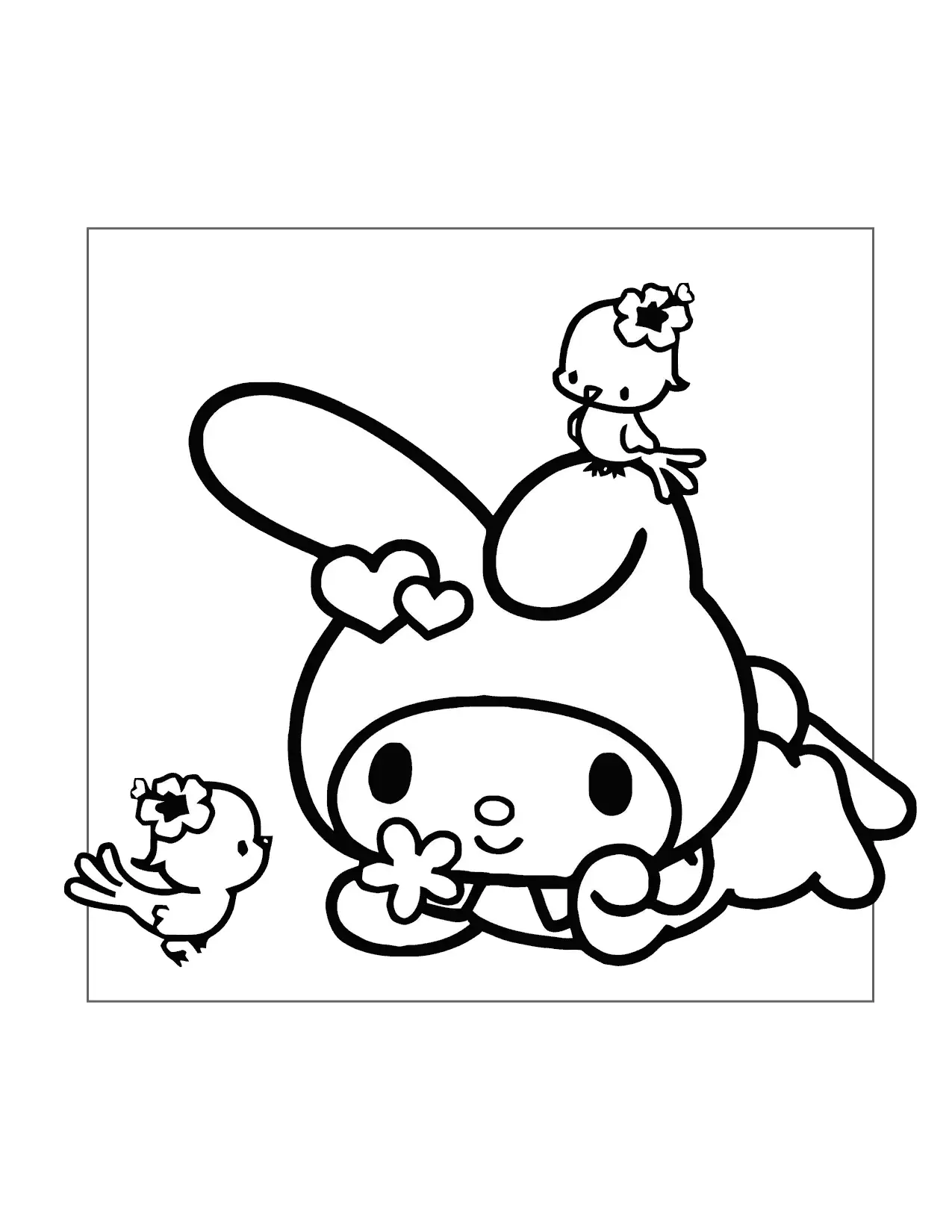 My Melody Talks To The Birds Coloring Page