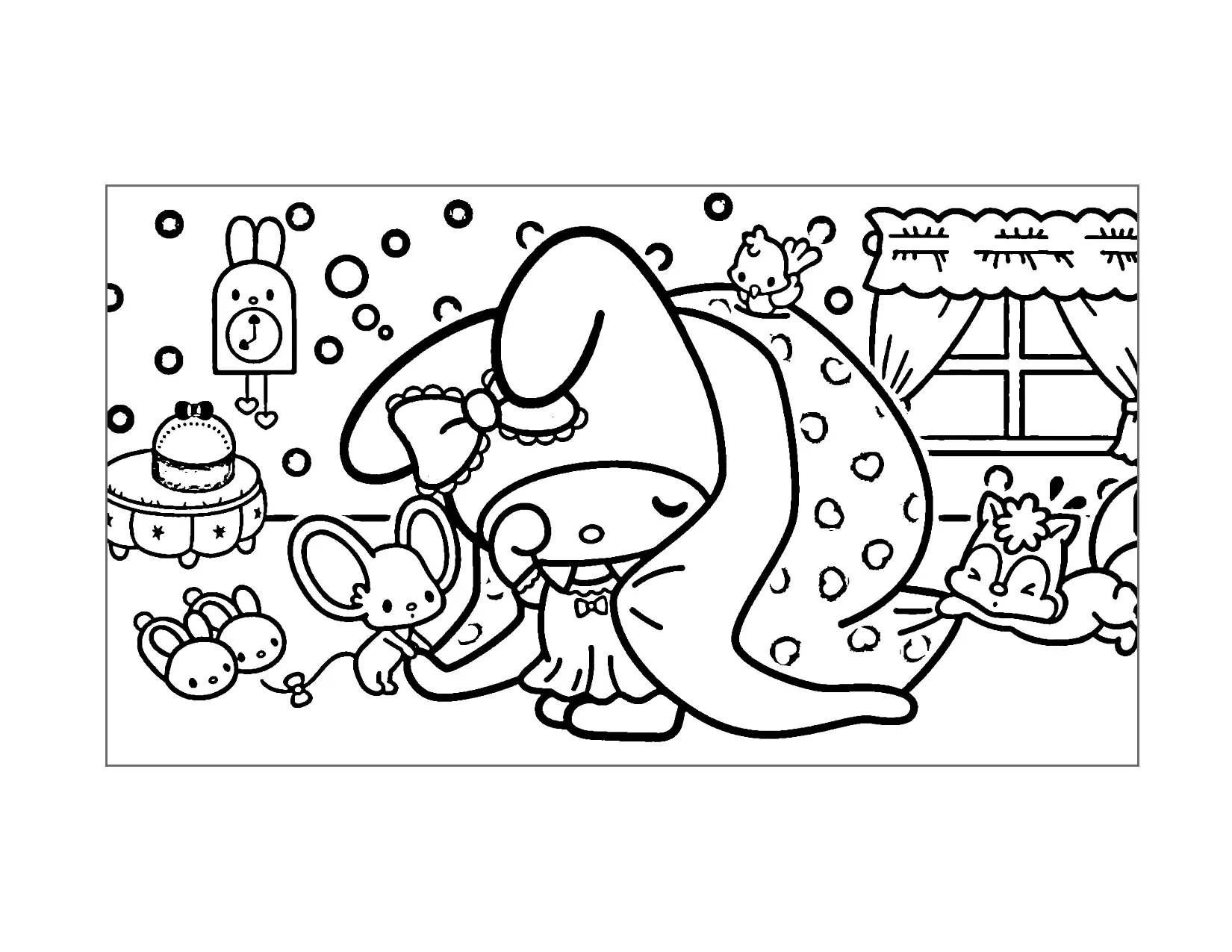 My Melody Sleepy Coloring Page