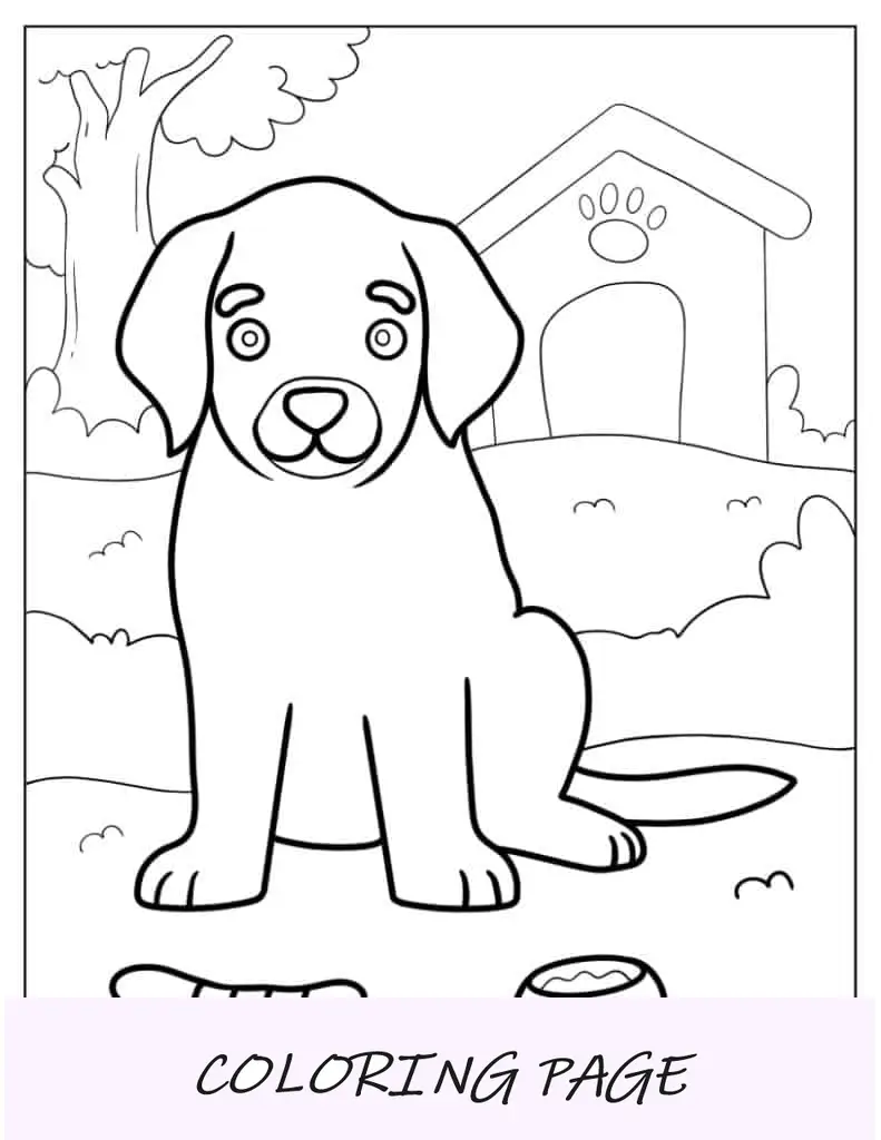 Folha para colorir com contorno de cachorrinho