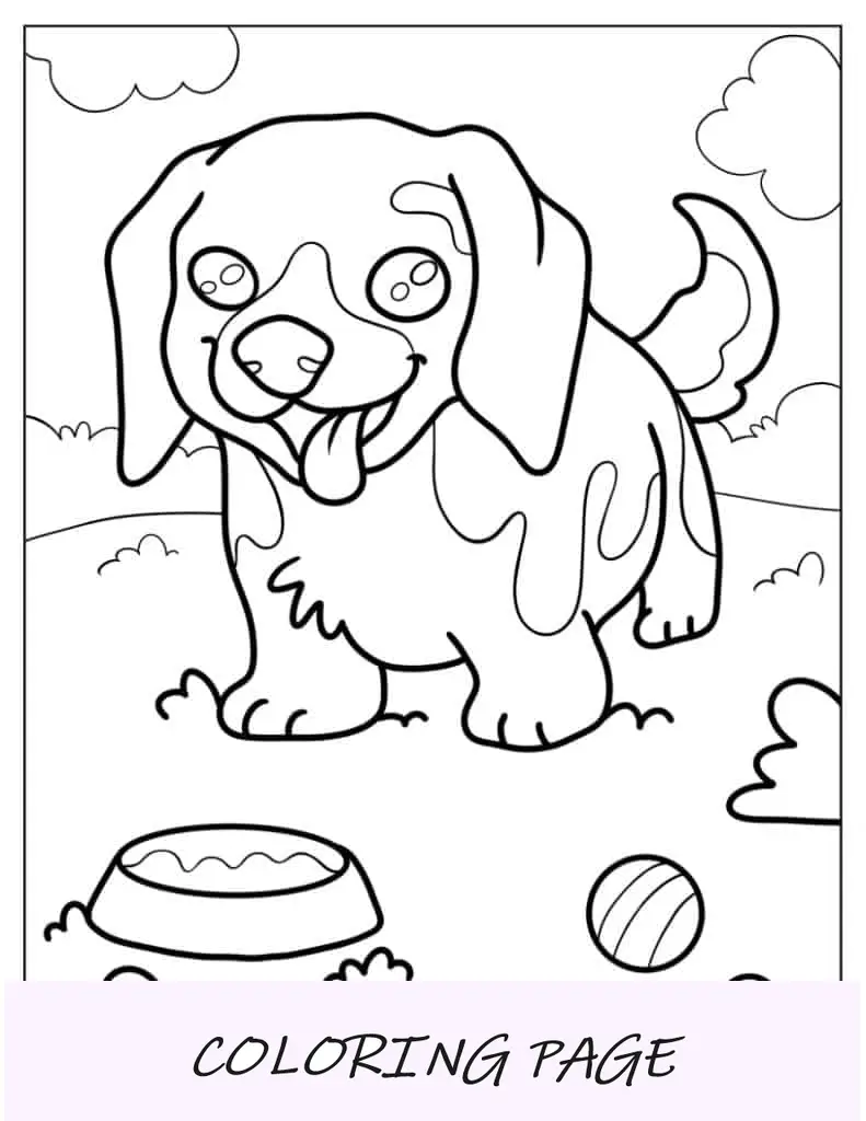 Filhote de cachorro Beagle com língua de fora para colorir