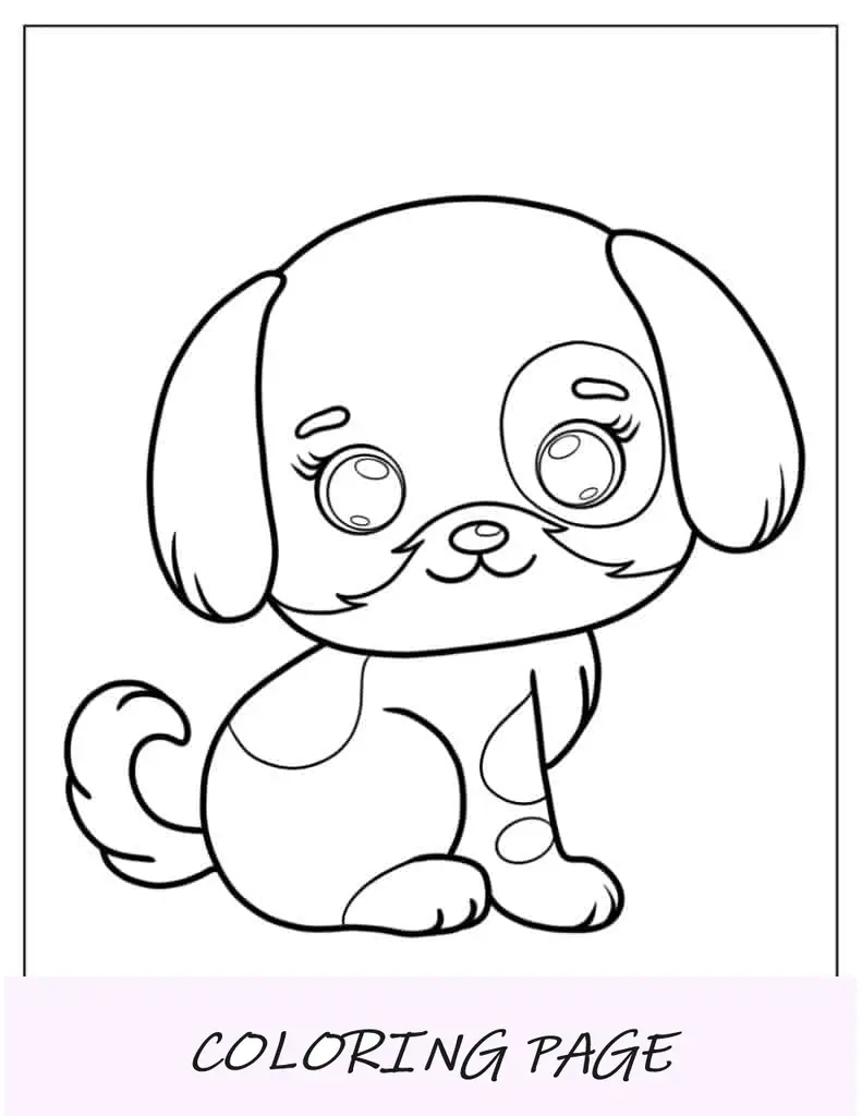 Folha para colorir de cachorrinhos em dois tons para crianças em idade pré-escolar