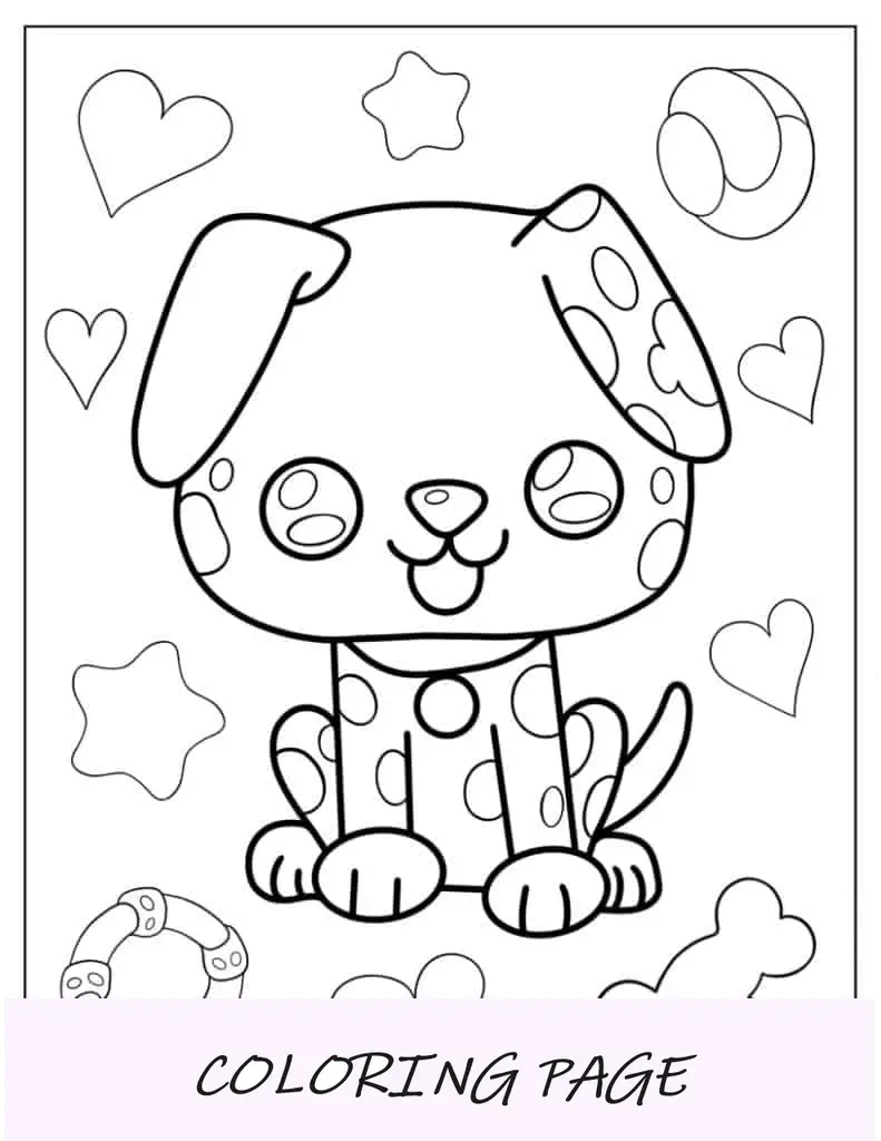 Página para colorir de cachorrinho malhado para crianças em idade pré-escolar