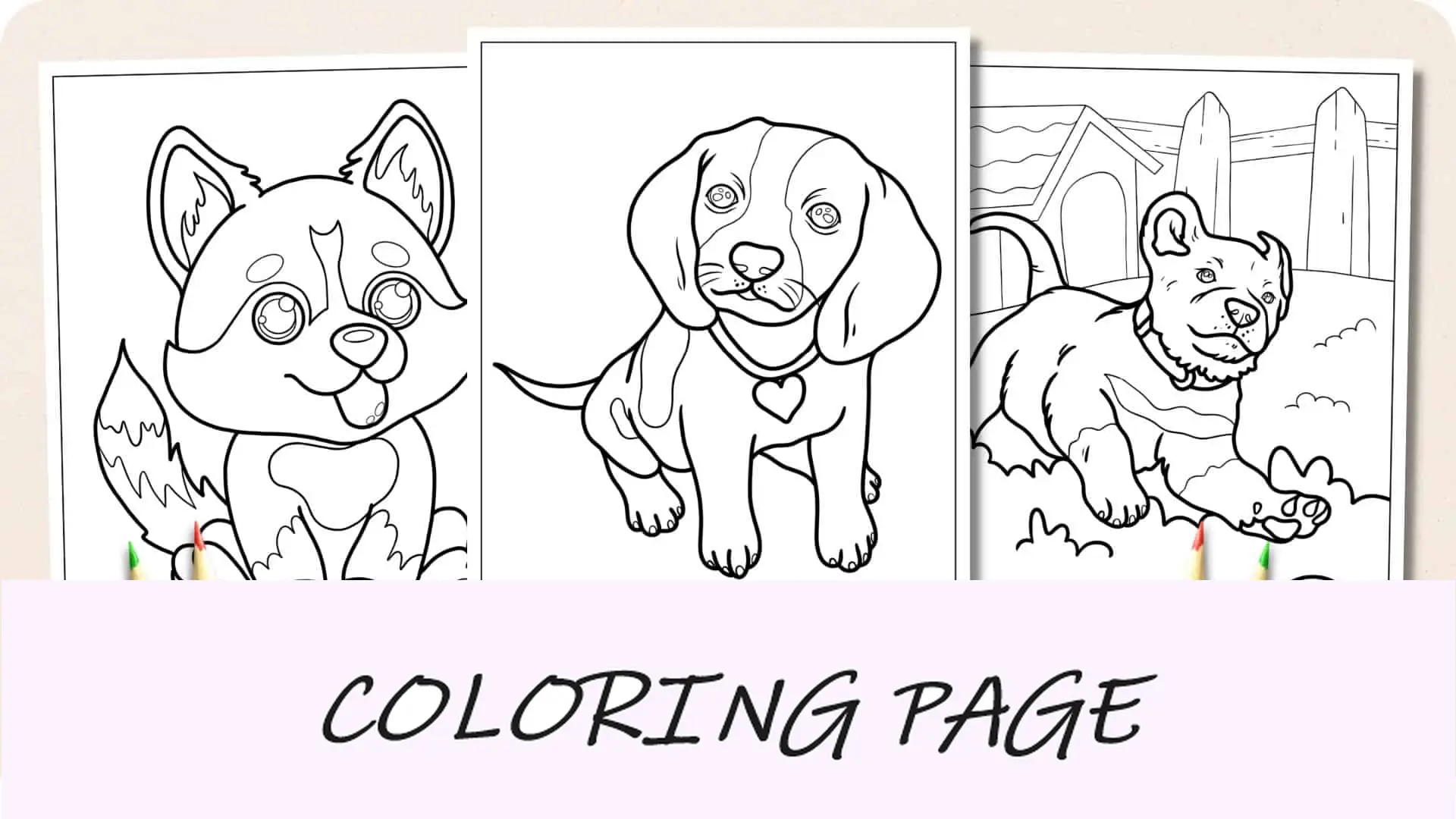 Imagem em destaque de páginas para colorir de cachorrinhos