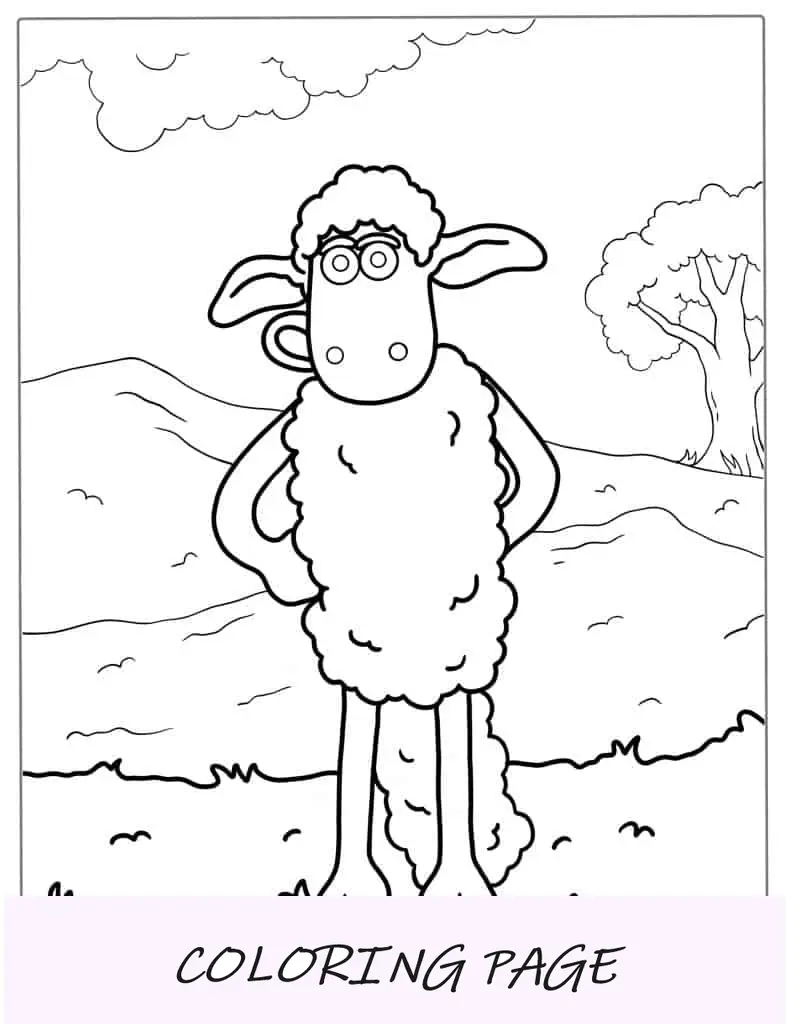 Página para colorear de la oveja Shaun