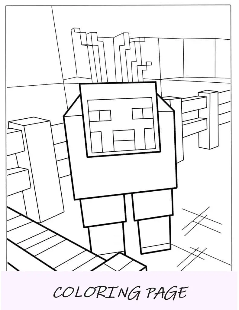 Página para colorear de ovejas de Minecraft para niños
