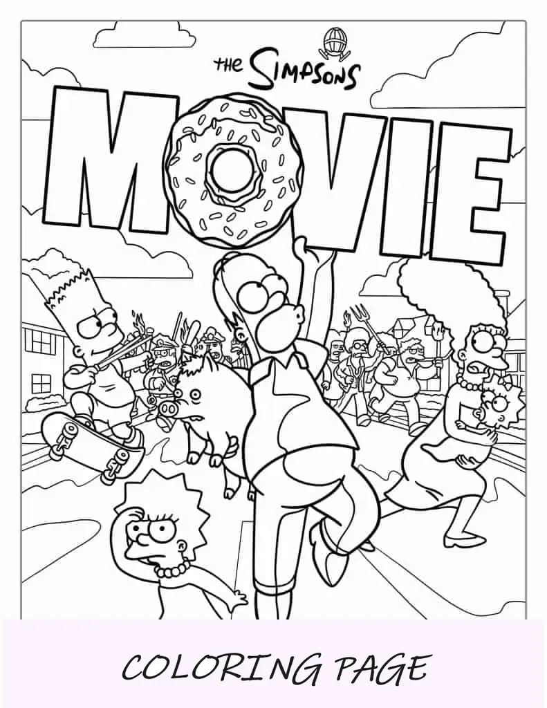 Folha para colorir do pôster do filme Os Simpsons