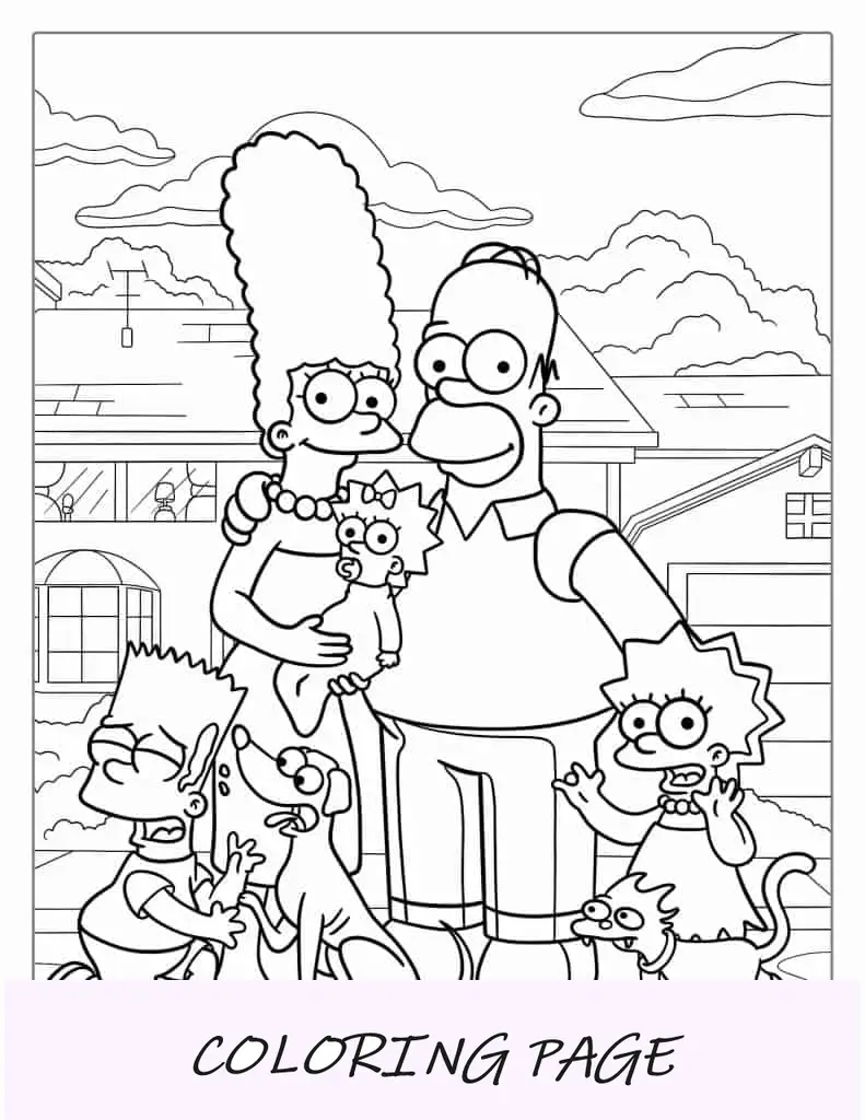 Os Simpsons com todos os personagens e animais de estimação