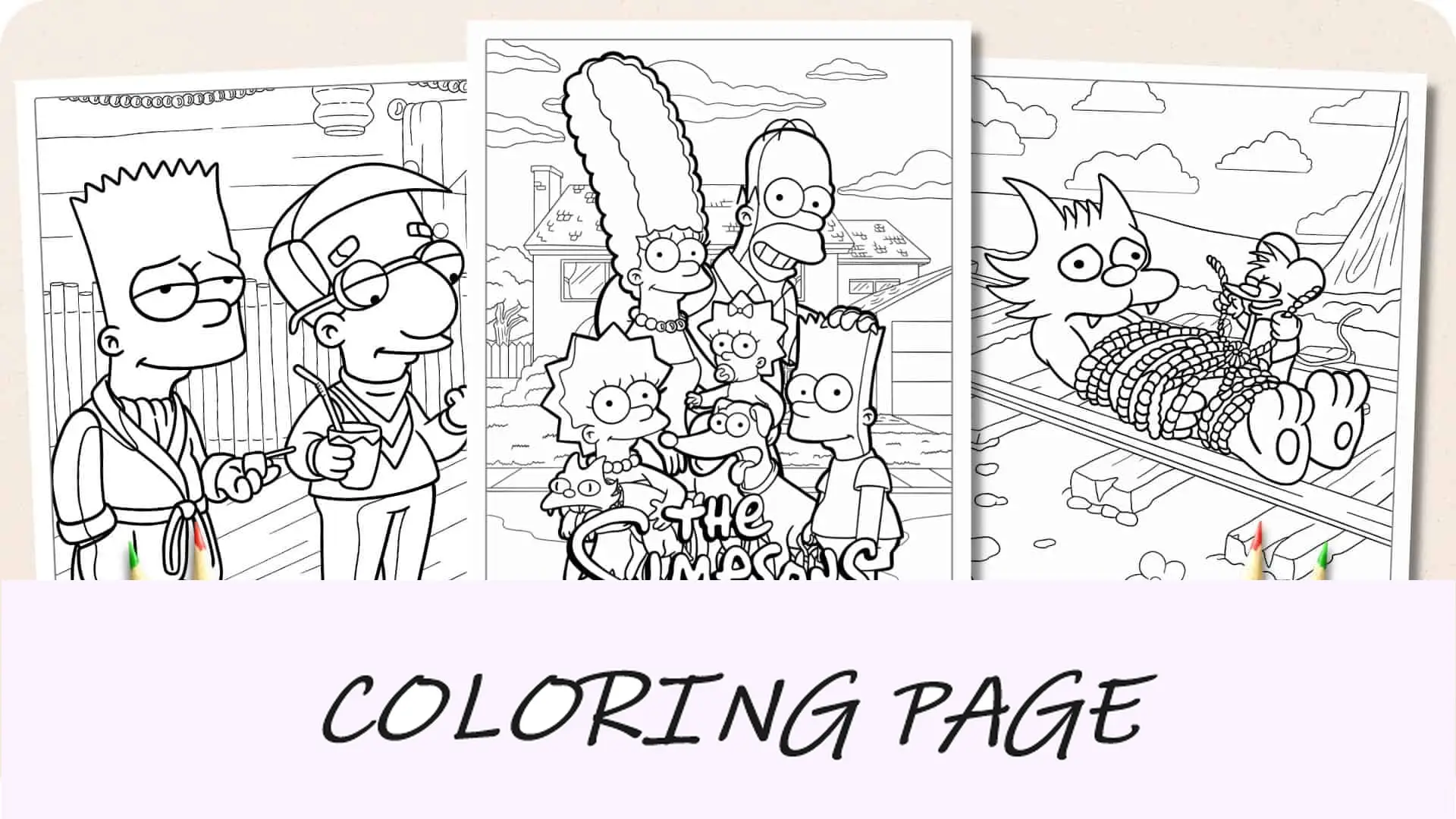 Imagem em destaque das páginas para colorir dos Simpsons