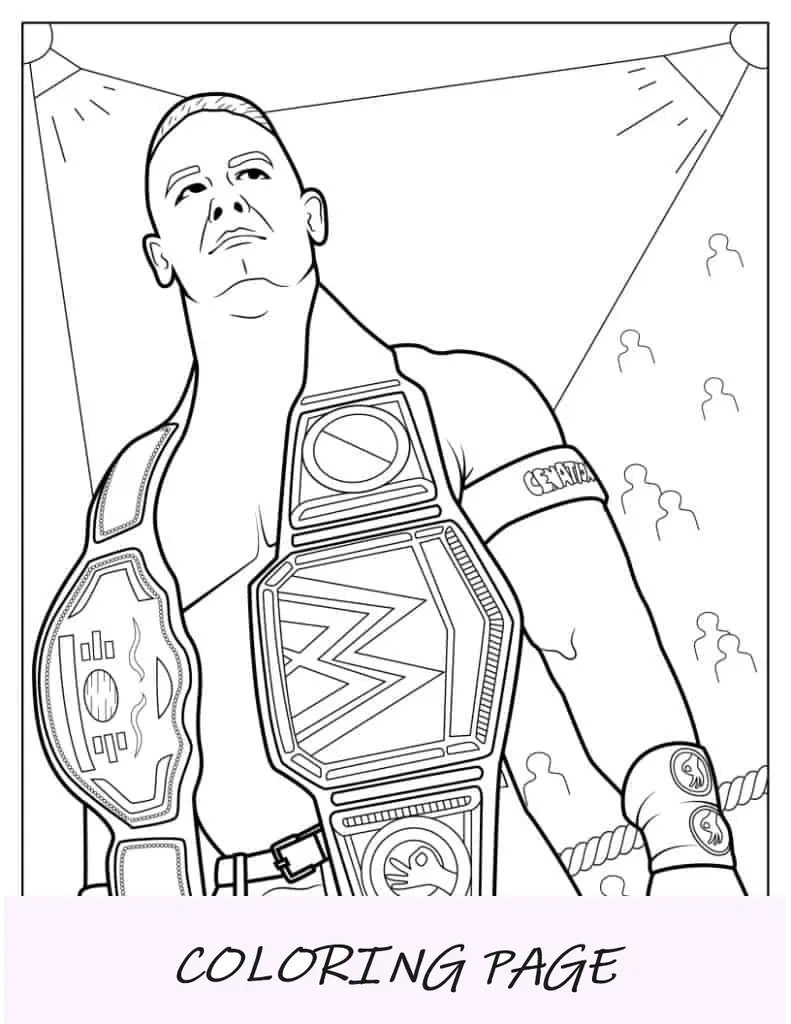 John Cena Luchador de la WWE Hoja para colorear