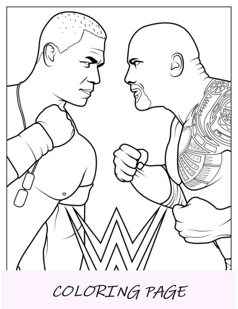 John Cena Vs The Rock WWE Hoja para colorear