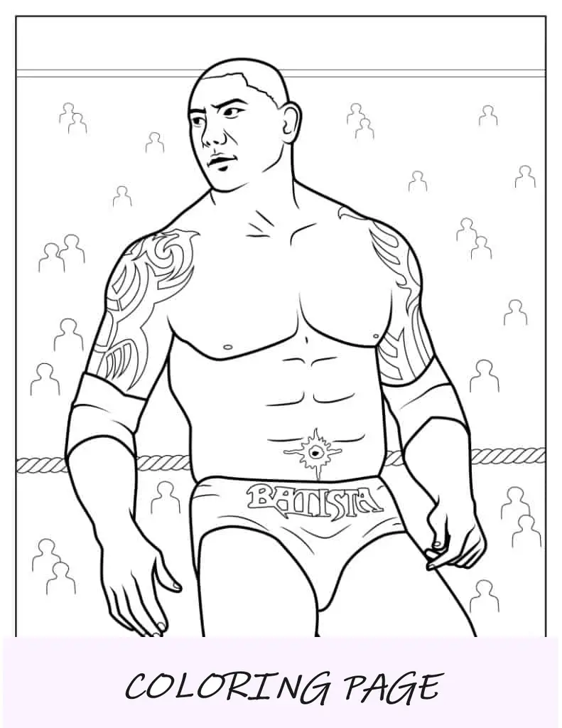 Dave Bautista Luchador de la WWE para colorear