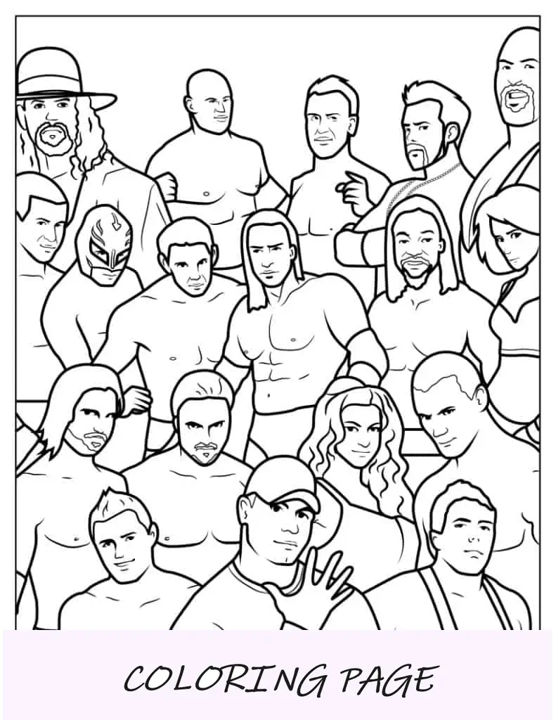 Hoja para colorear de WWE All Stars