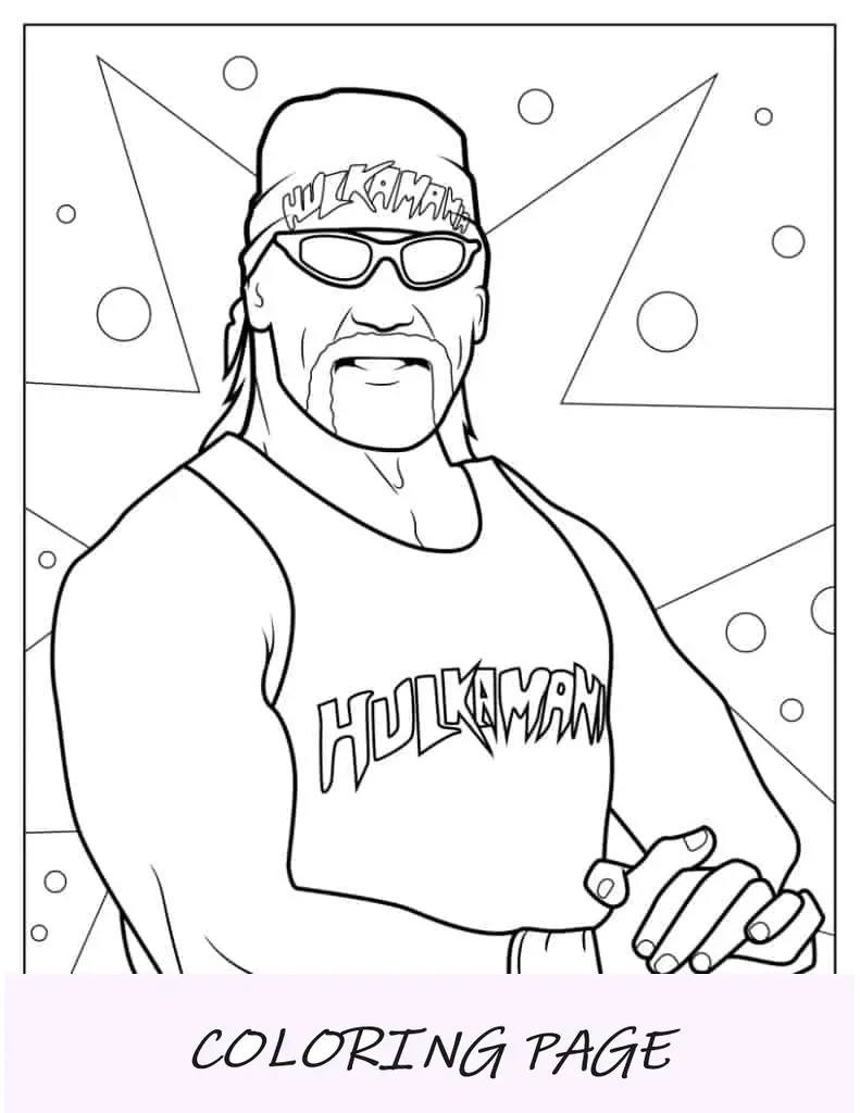 Página para colorear de Hulk Hogan WWE