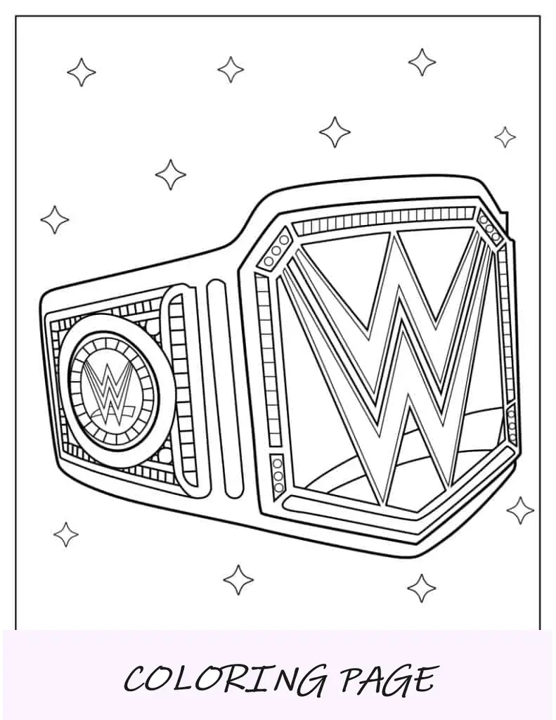 Página para colorear del cinturón de lucha libre del campeonato de la WWE