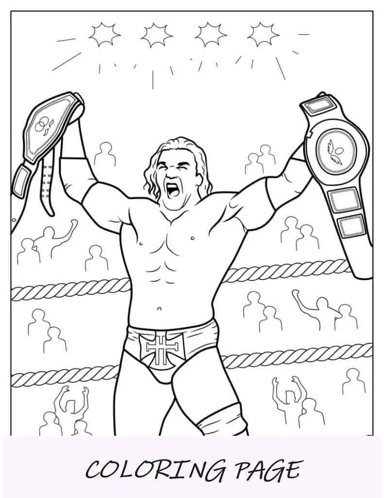 Triple H sosteniendo dos cinturones para colorear