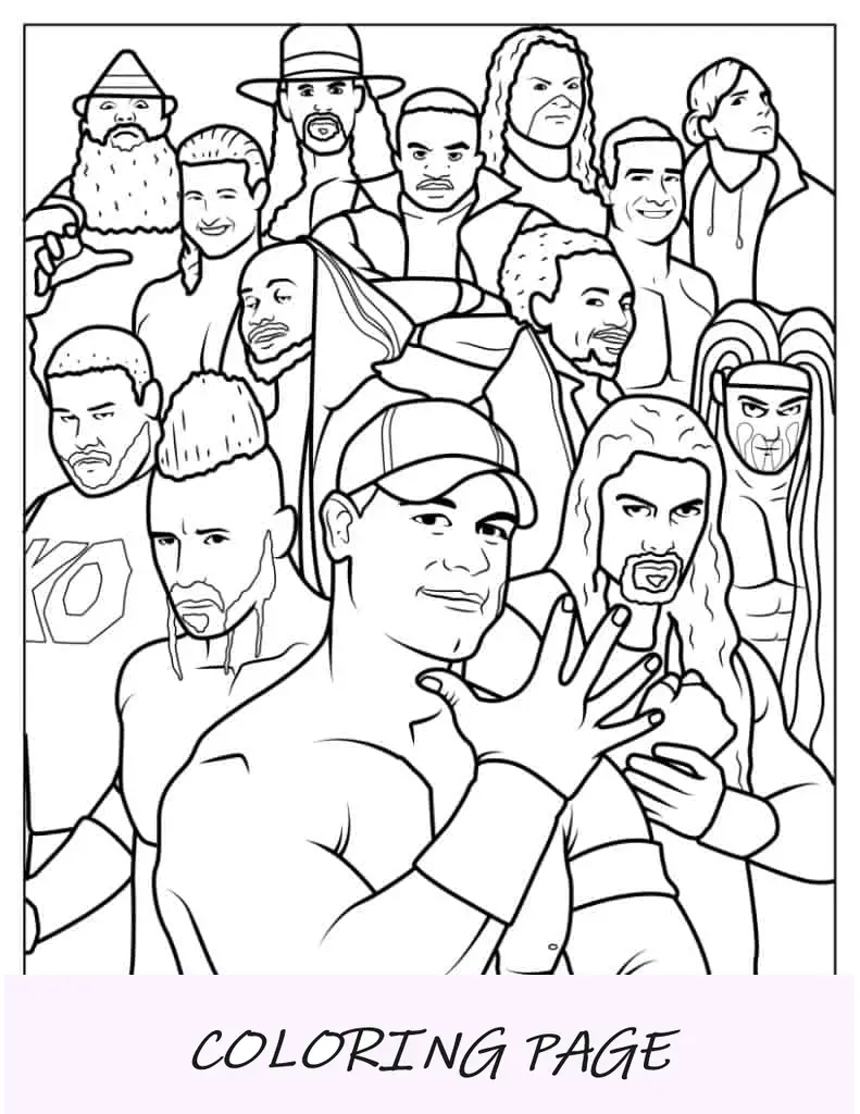 Página para colorear de superestrellas de la WWE