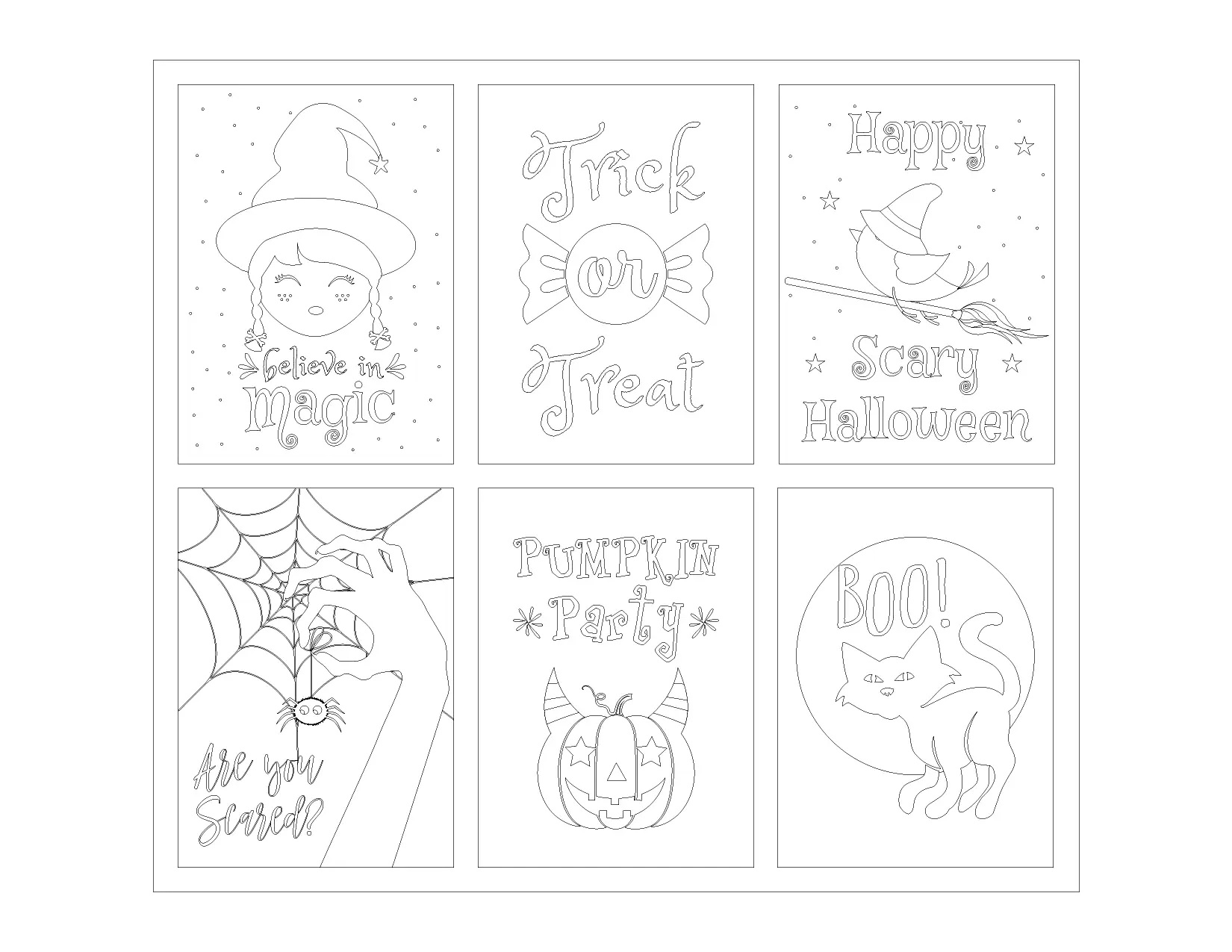 Halloween Panels Coloring Page