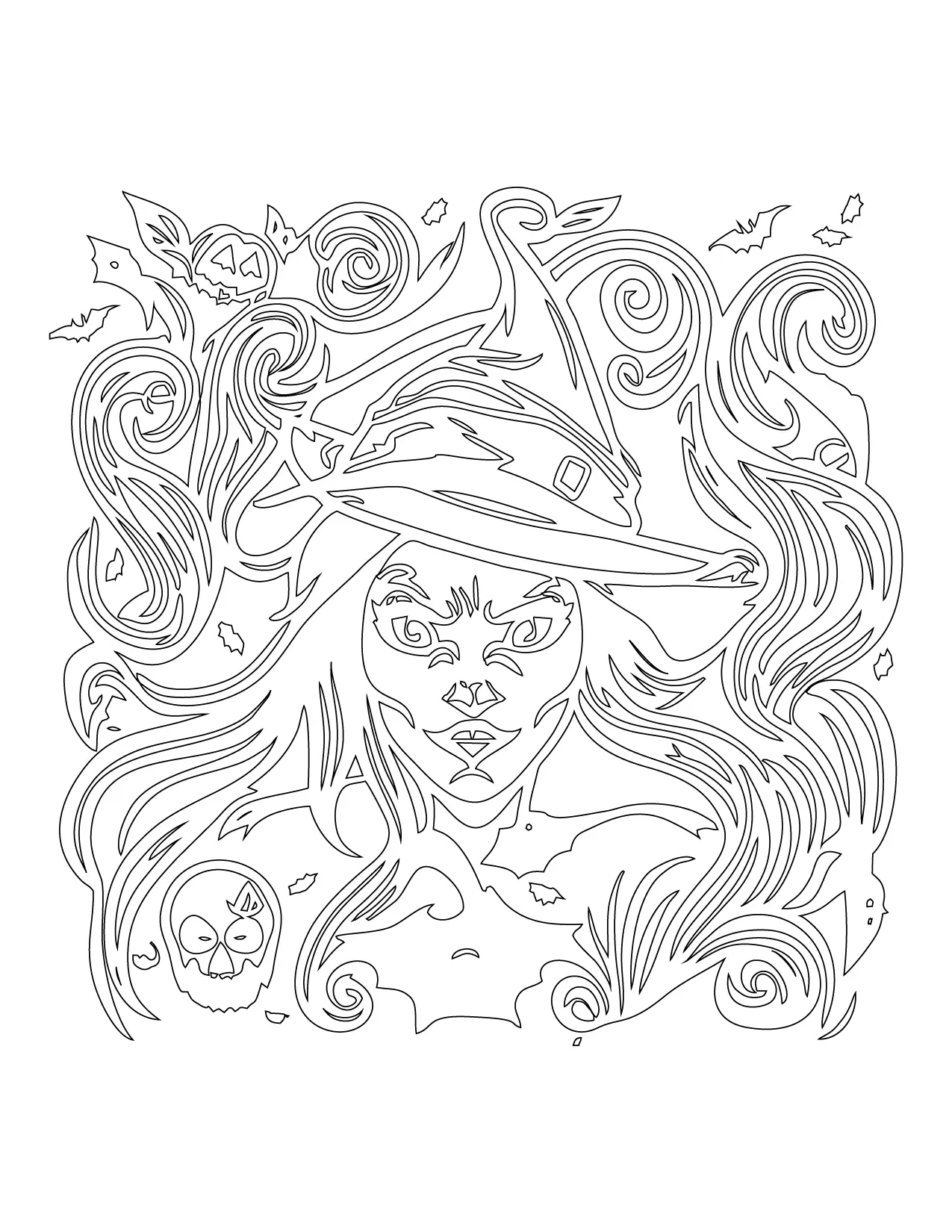 Complex Witch Coloring Page