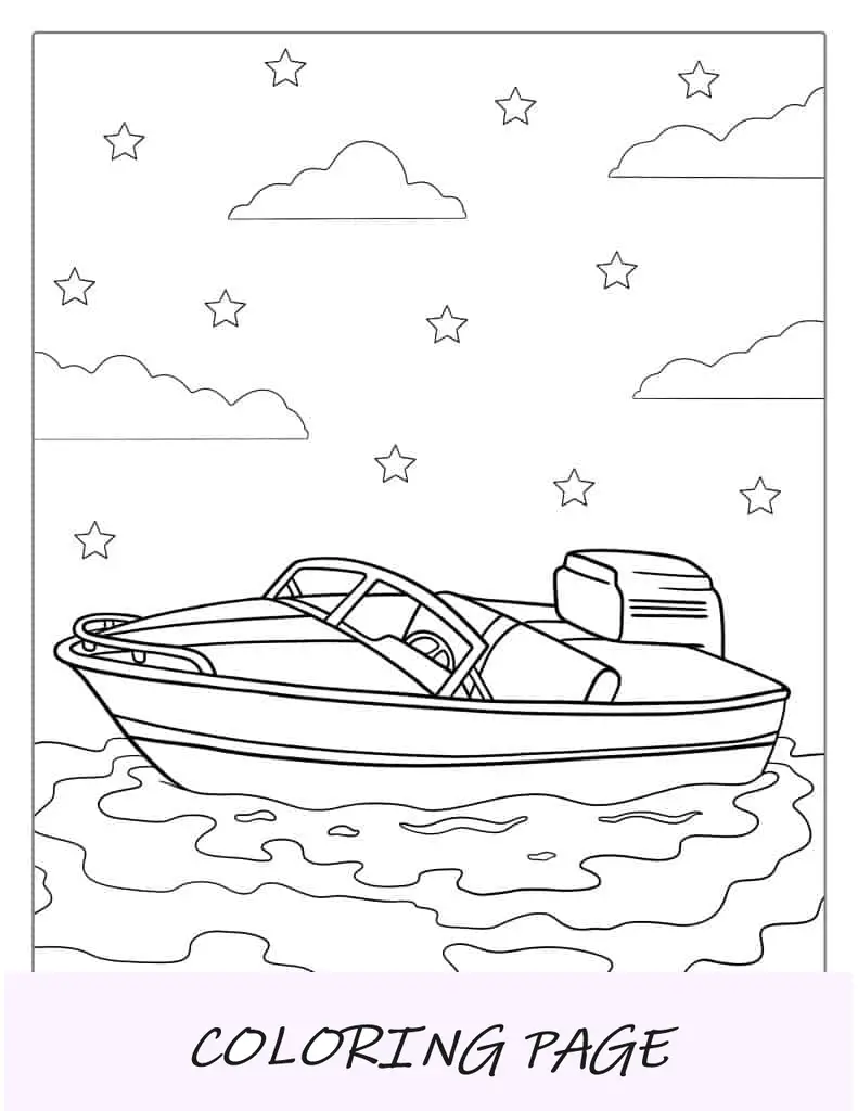 Folha para colorir de barco a jato pequenopdf