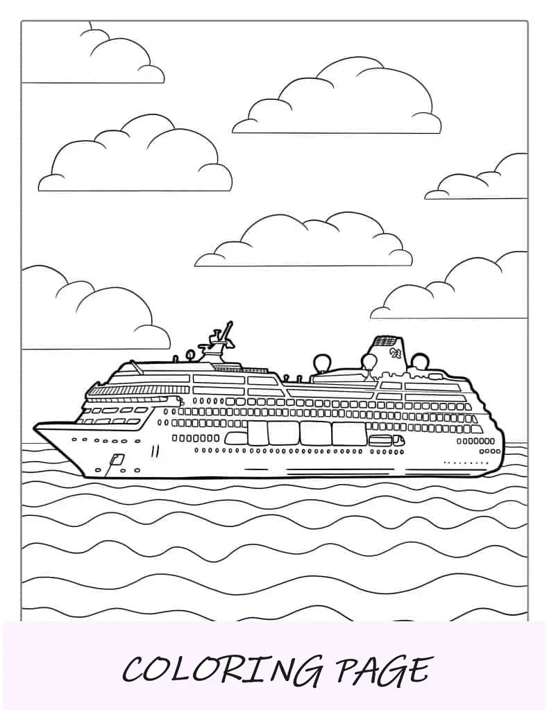 Navio de cruzeiro detalhado para colorir