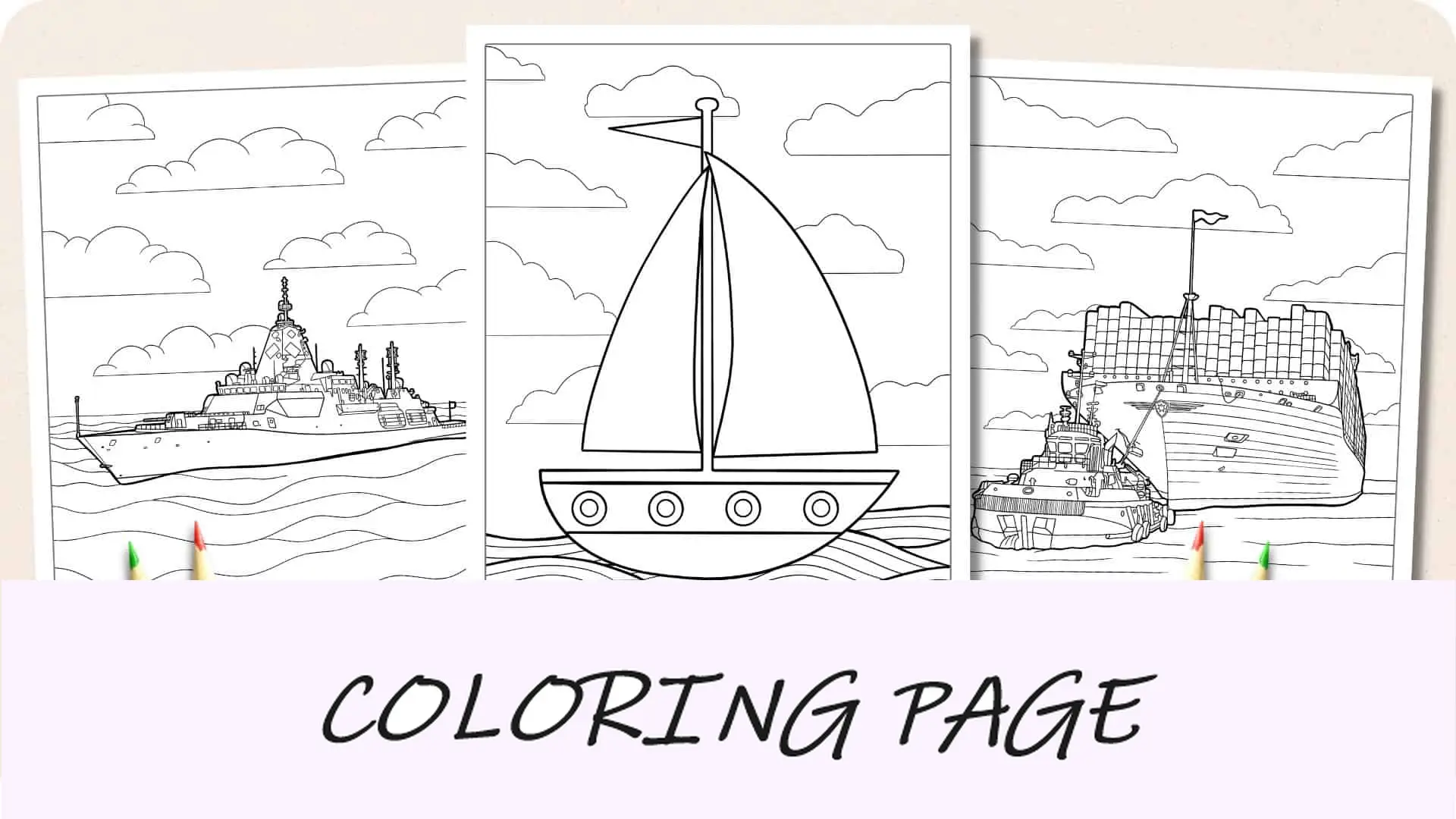 Desenhos para colorir de barcos e navios Imagem em destaque