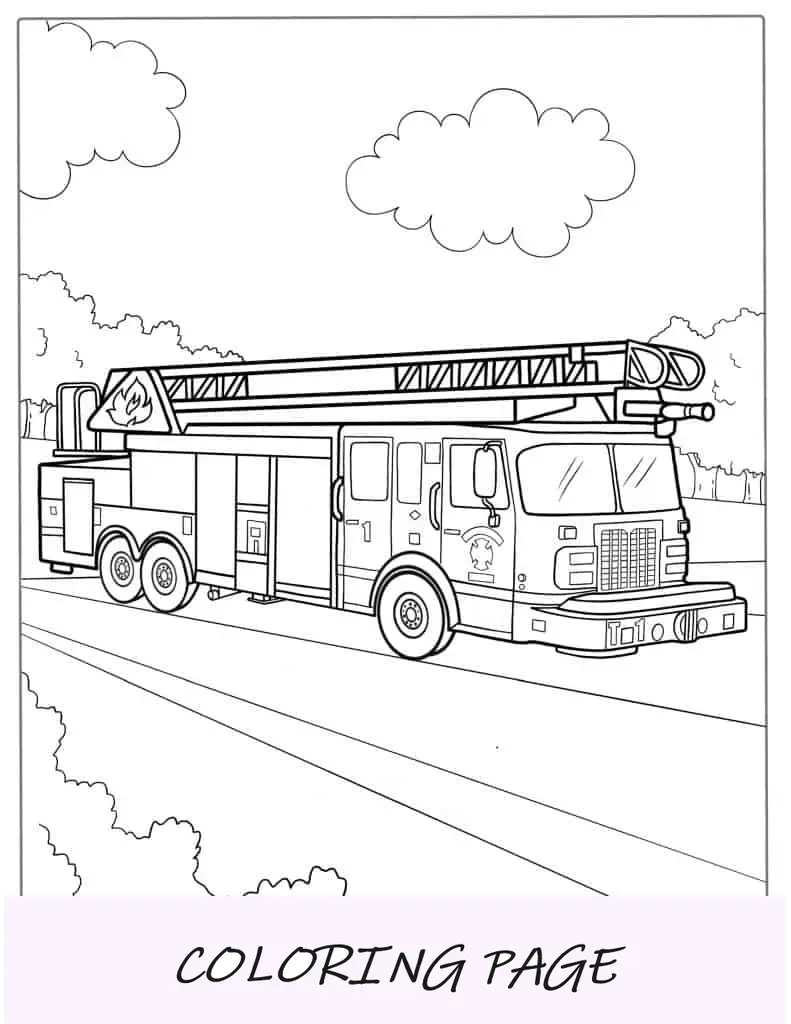 Página para colorir de caminhão de bombeiros de Nova York