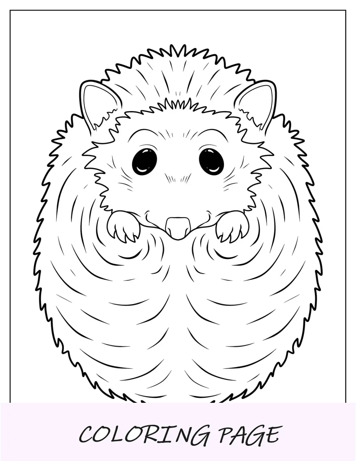 Página para colorear de erizo peludo sonriendo