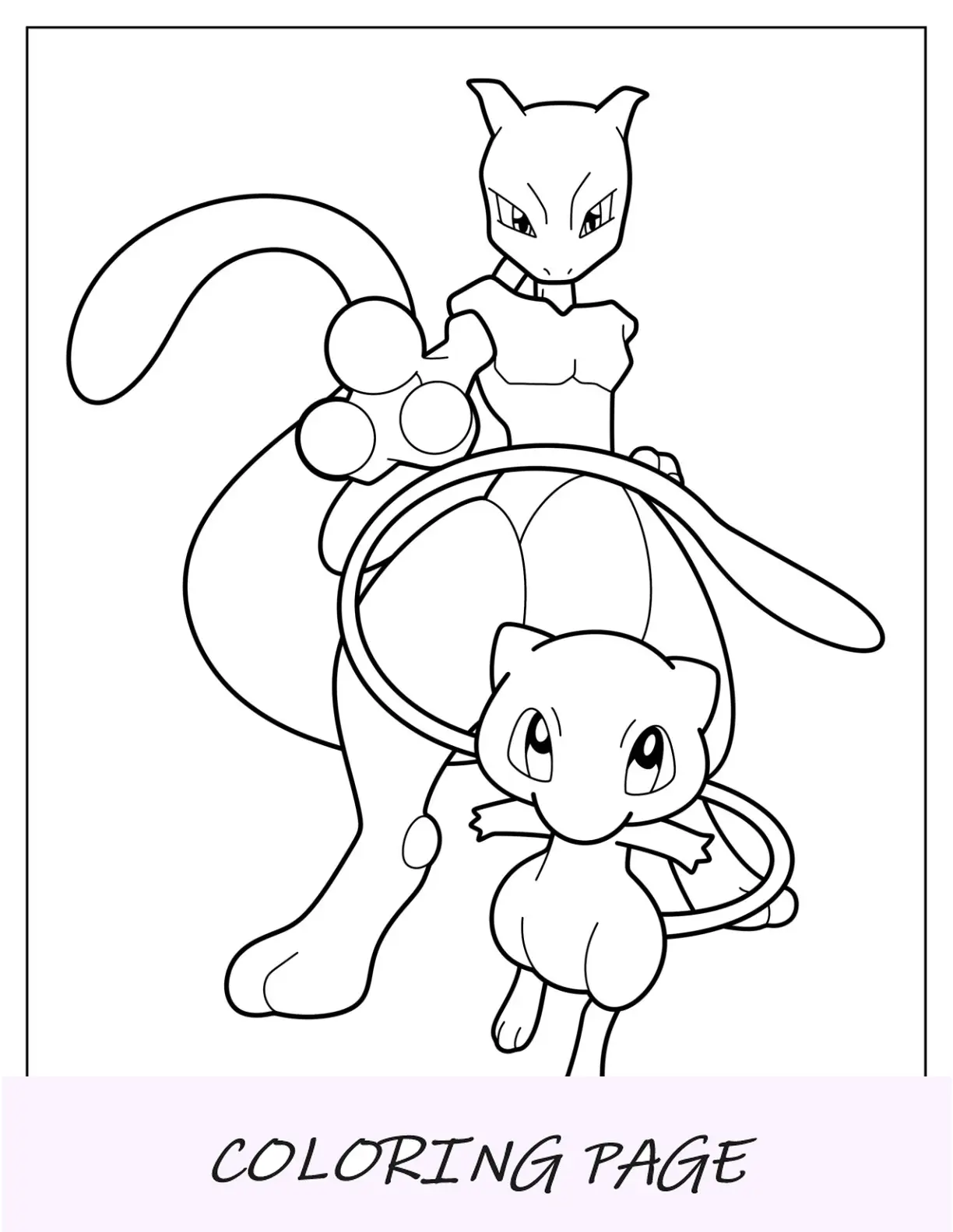 Mew para colorir com Mewtwo