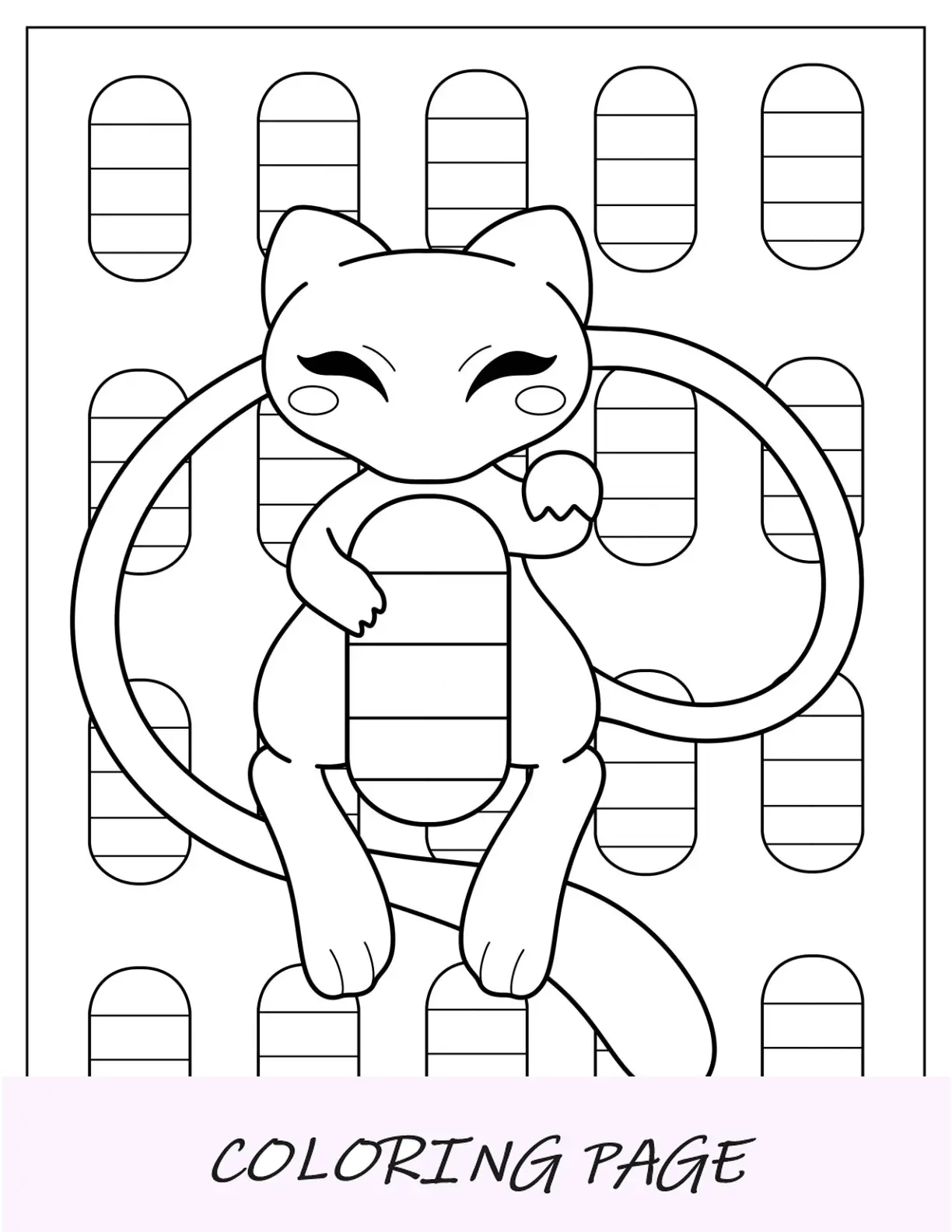 Página para colorir de Mew segurando uma moeda de ouro da sorte de Koban