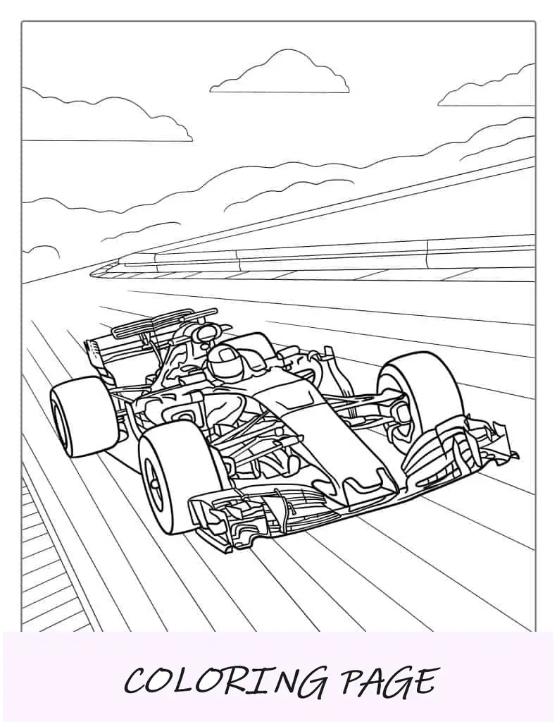 Página para colorear del coche de carreras Lamborghini