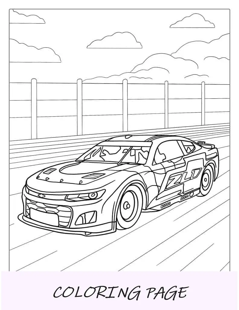 Página para colorear de coche de carreras Mazda de la vieja escuela
