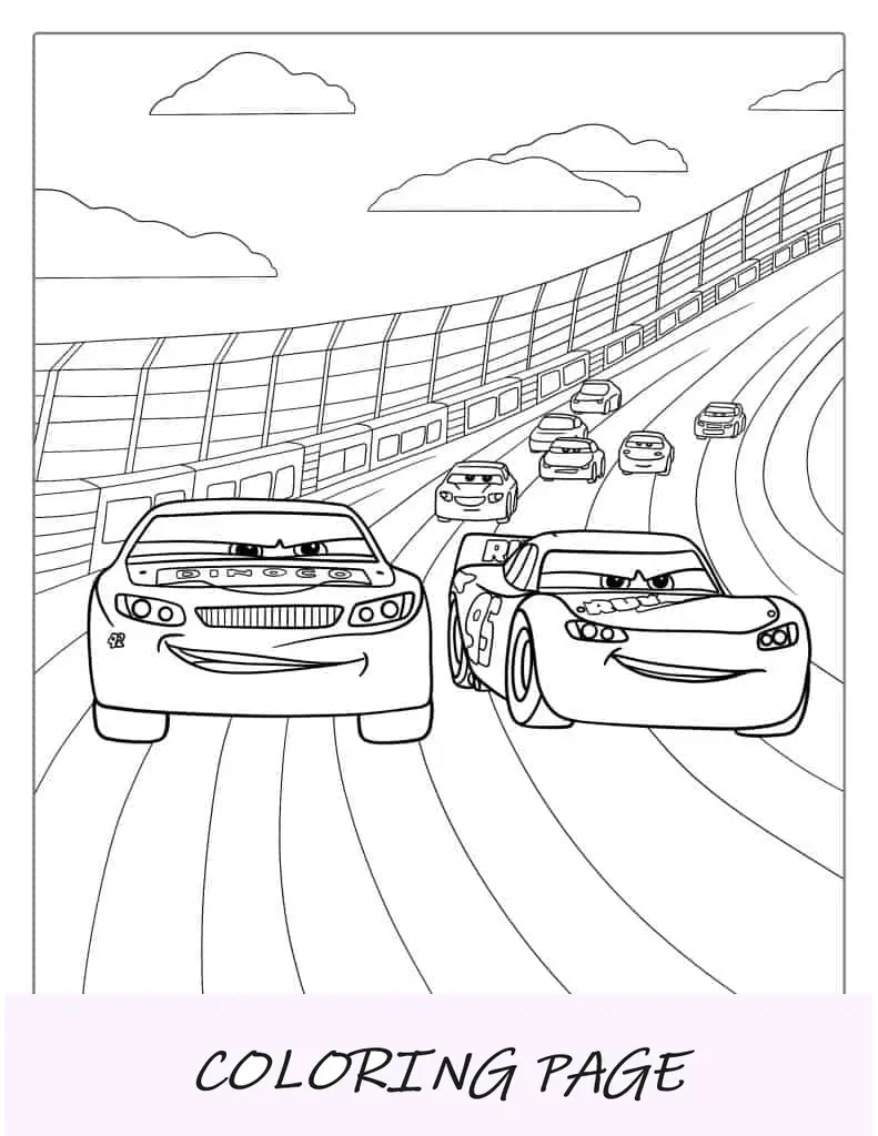 Dibujo para colorear de Pixar Cars Nascar