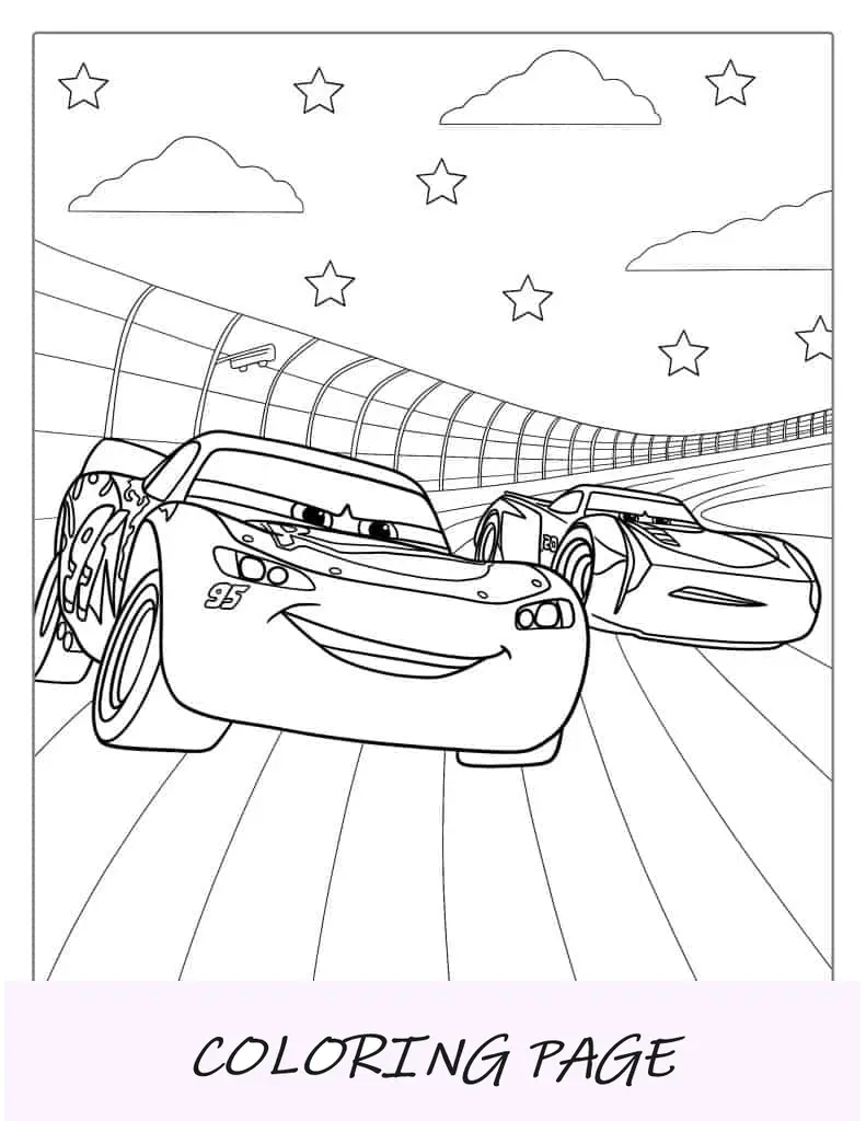 Hoja para colorear de coches de carreras para niños