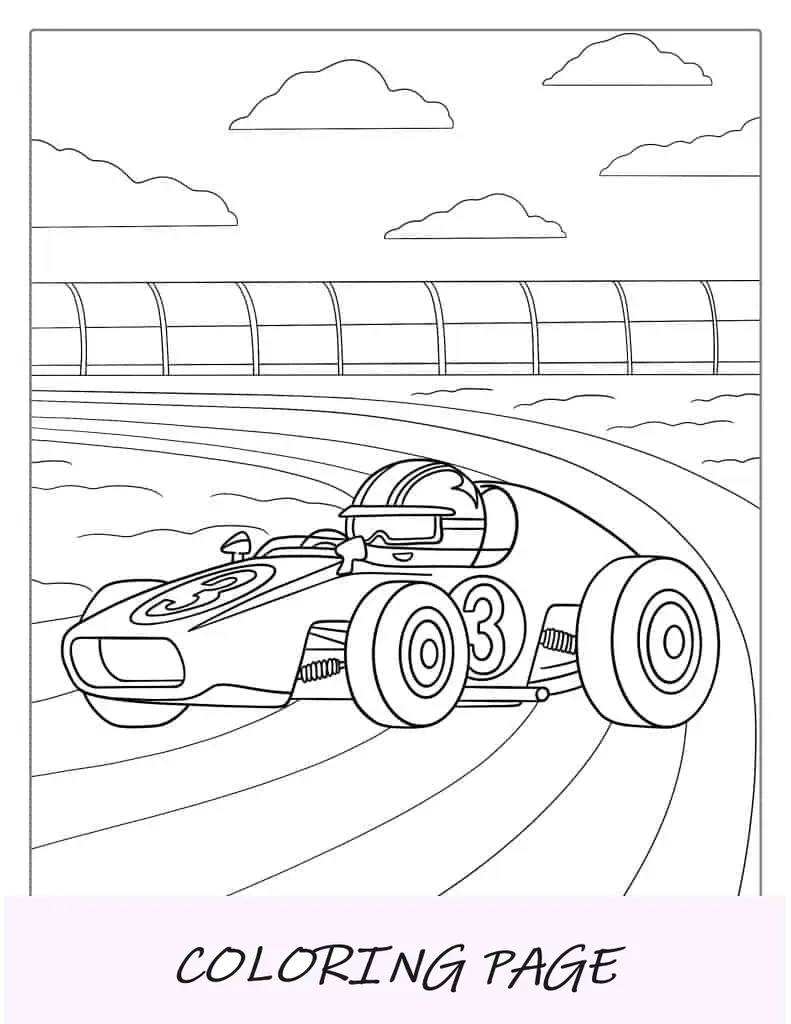 Coche de carreras Ferrari vintage para colorear