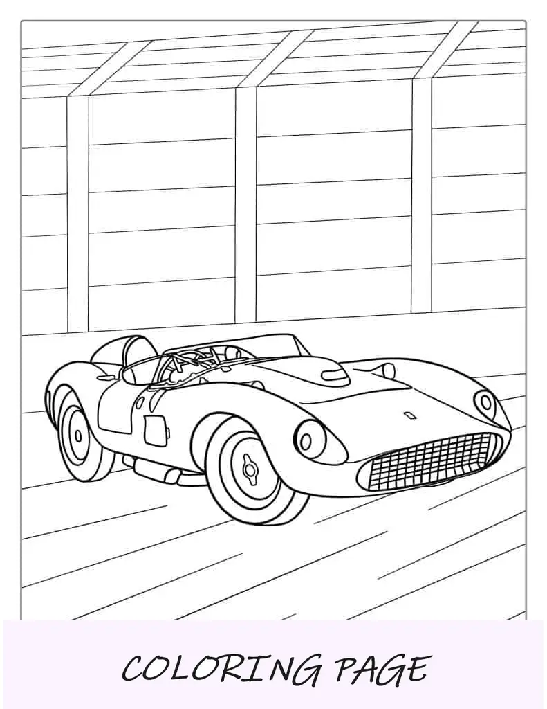 Página para colorear de coche de carreras Porsche antiguo