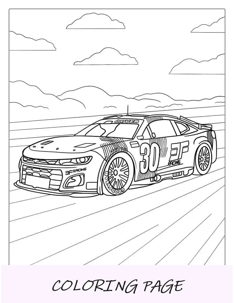 Página detallada para colorear Lamborghini Race Car