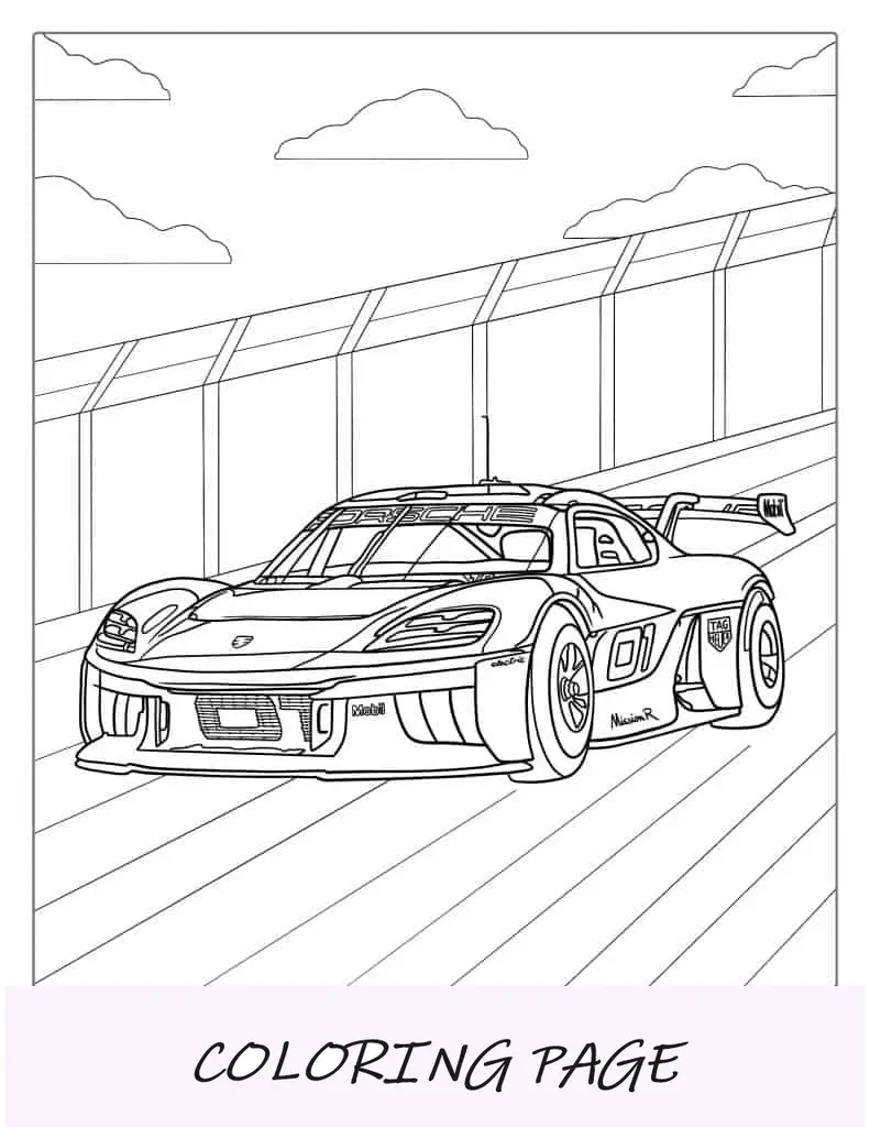 Coche de carreras de Fórmula 1 fácil de colorear para que los niños lo coloreen