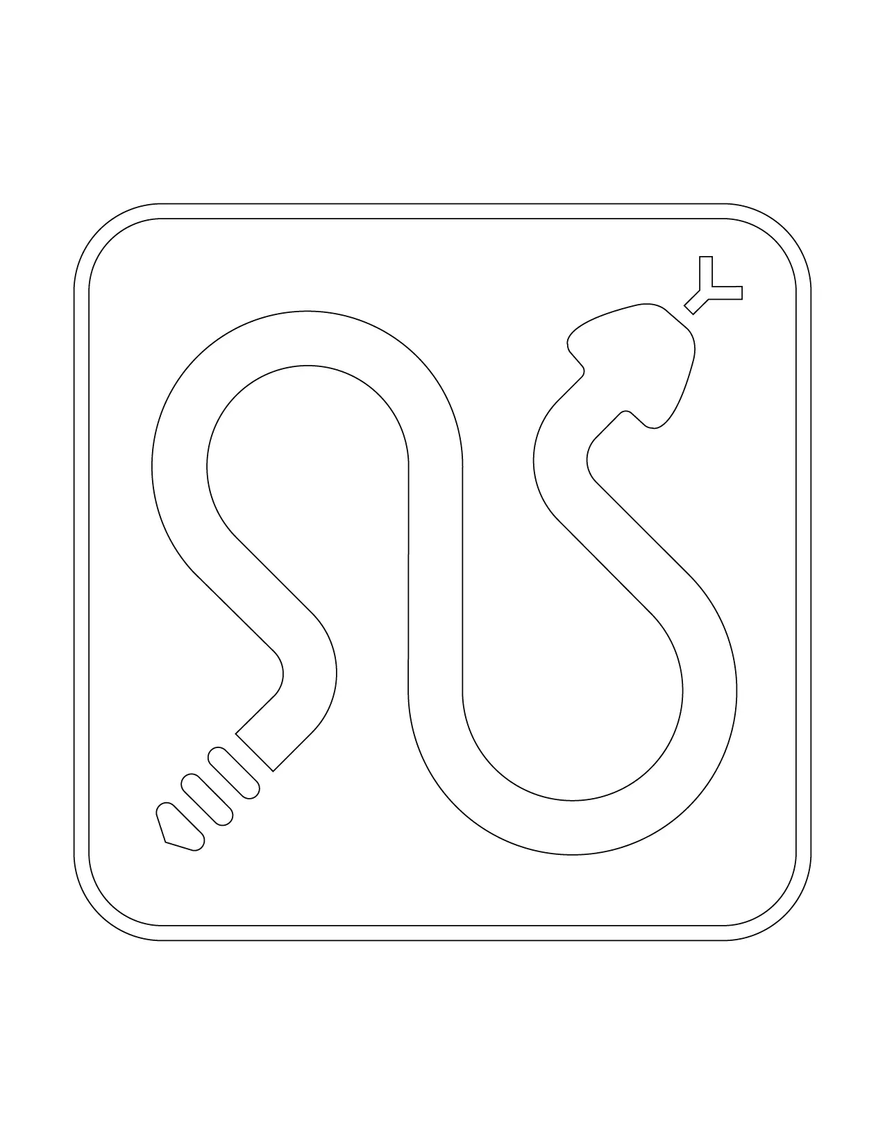 Snake Crossing Symbol Sign Coloring Page