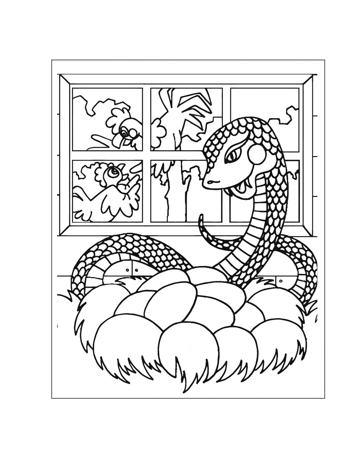 Mother Snake With Clutch Of Eggs Coloring Page