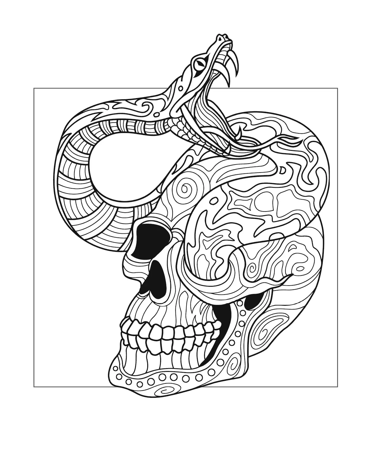 Snake In Skull Coloring Page