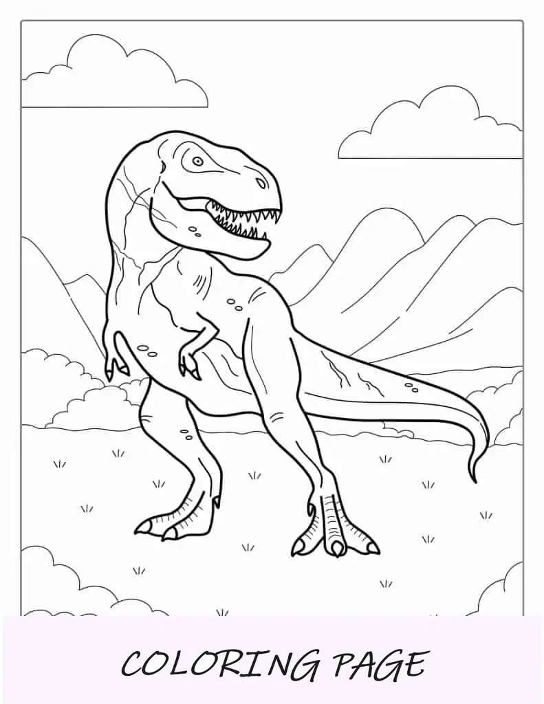Hoja para colorear detallada del Tiranosaurio Rex