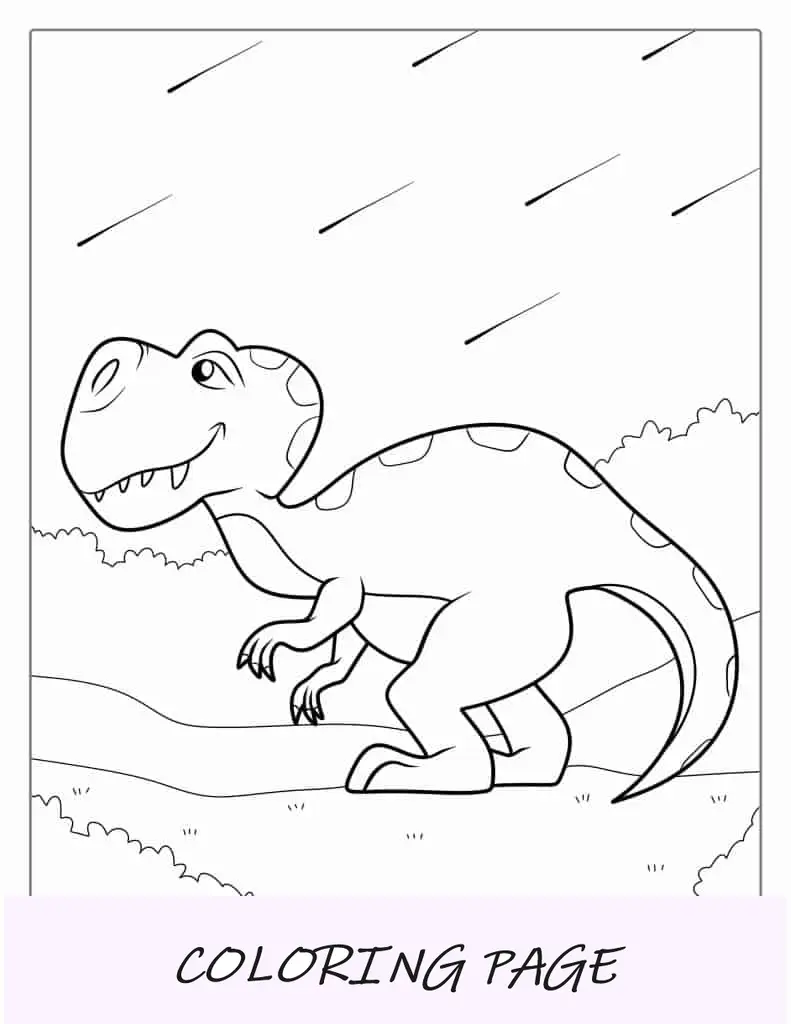 Dinosaurio T-Rex fácil de colorear con astroides