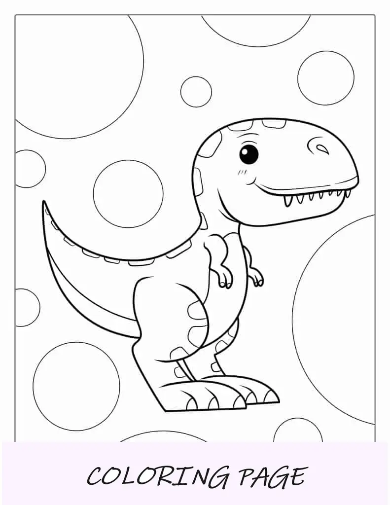 T-Rex fácil de colorear para niños en edad preescolar