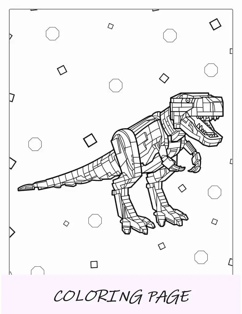Página para colorear de Lego T-Rex para niños
