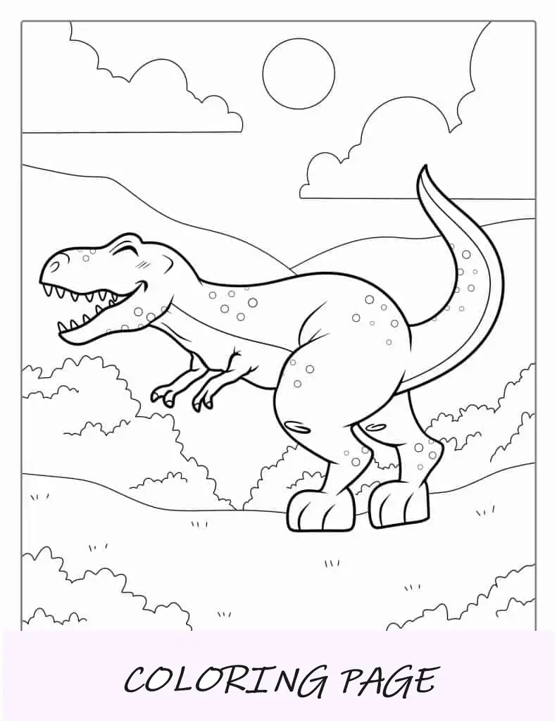 Tiranosaurio Rex Sonriente Página Para Colorear