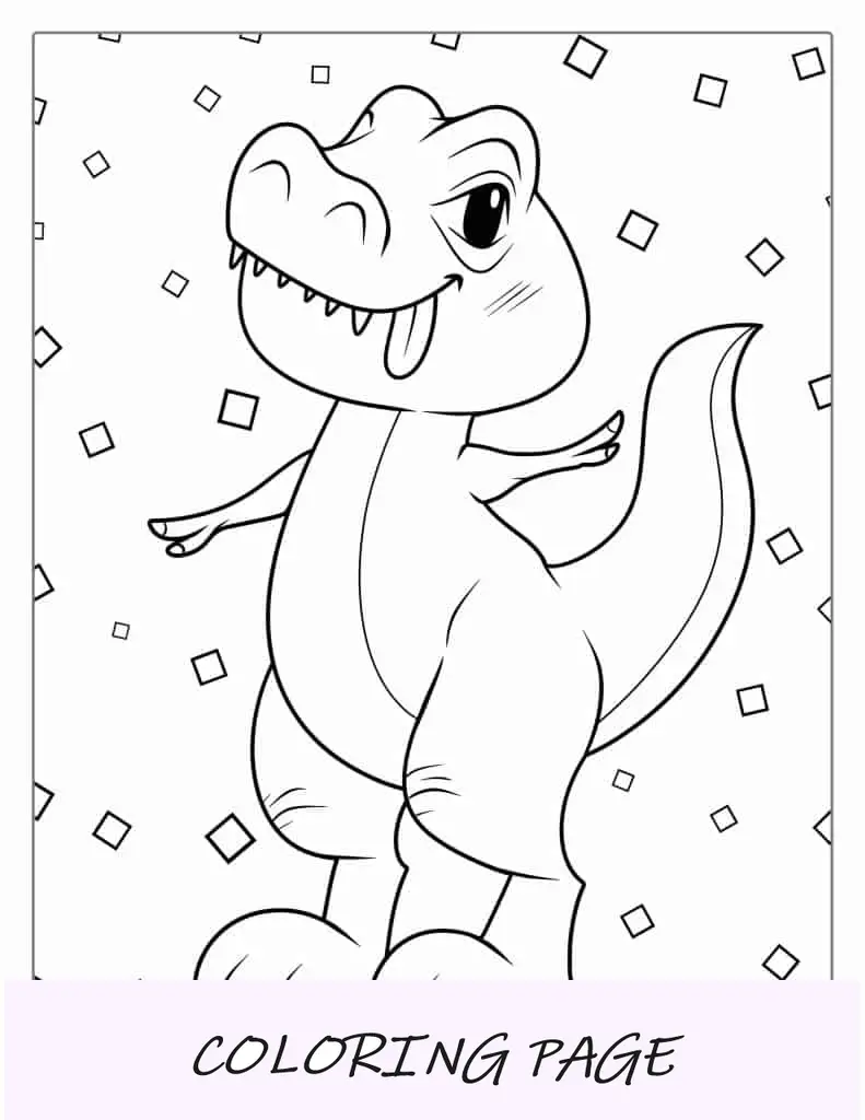 Adorable T-Rex Kawaii con la lengua fuera